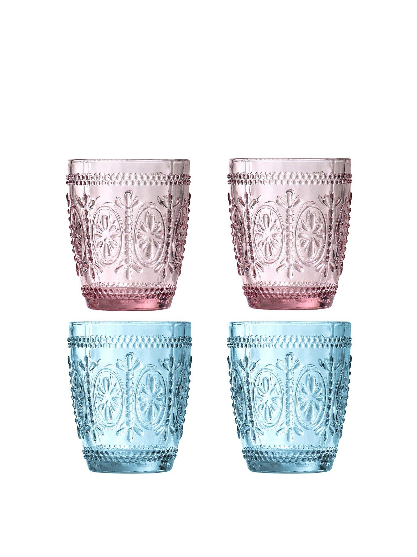 Interiors By Premier Set Of Four Fleur Glass Tumblers