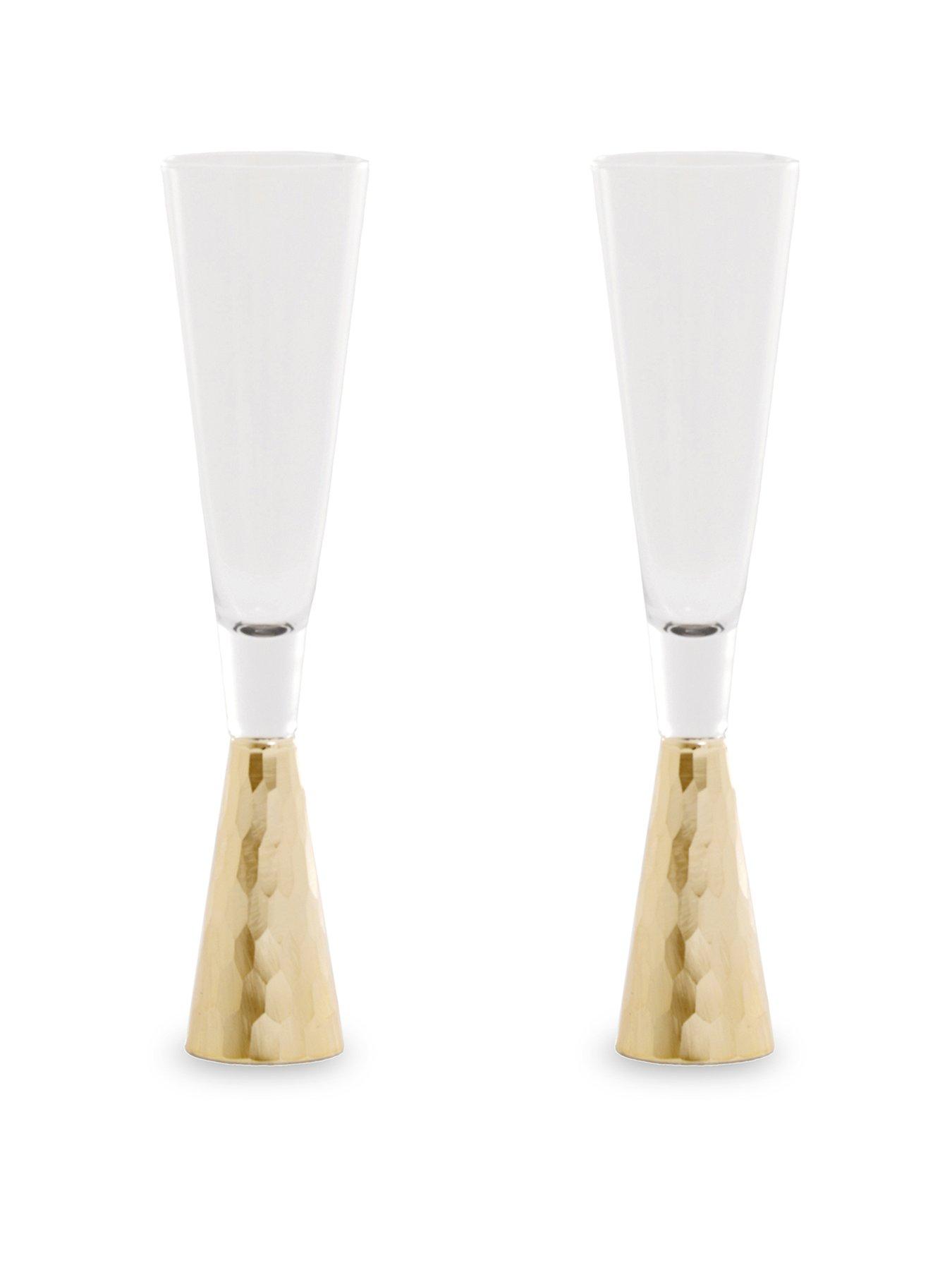 Interiors By Premier Astrid Set Of Two Champagne Glasses With Gold Finish Stem