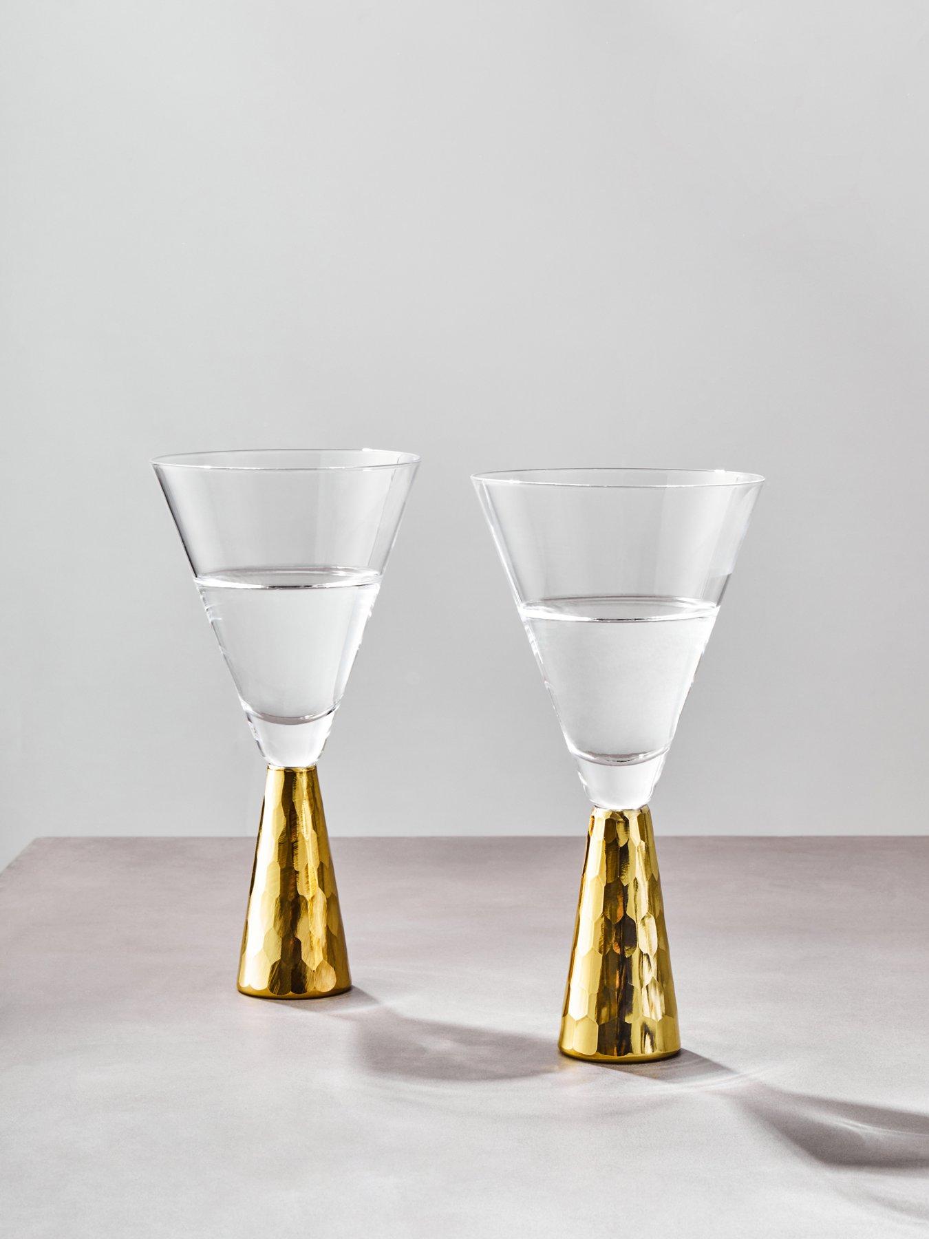 Interiors By Premier Set Of Two Astrid Wine Glasses With Gold Finish Stem