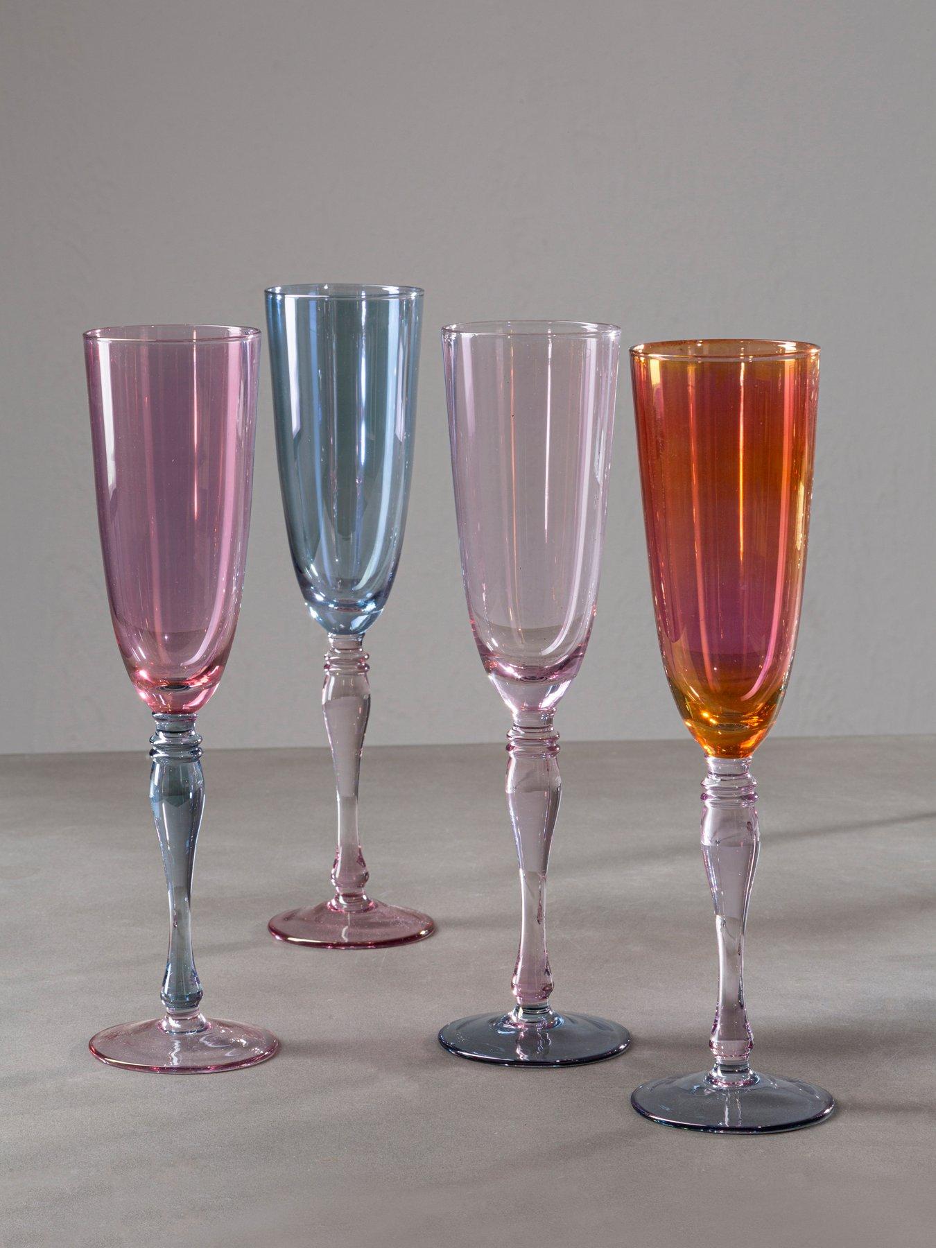 Interiors By Premier Aurora Set Of 4 Multicolour Champagne Glasses