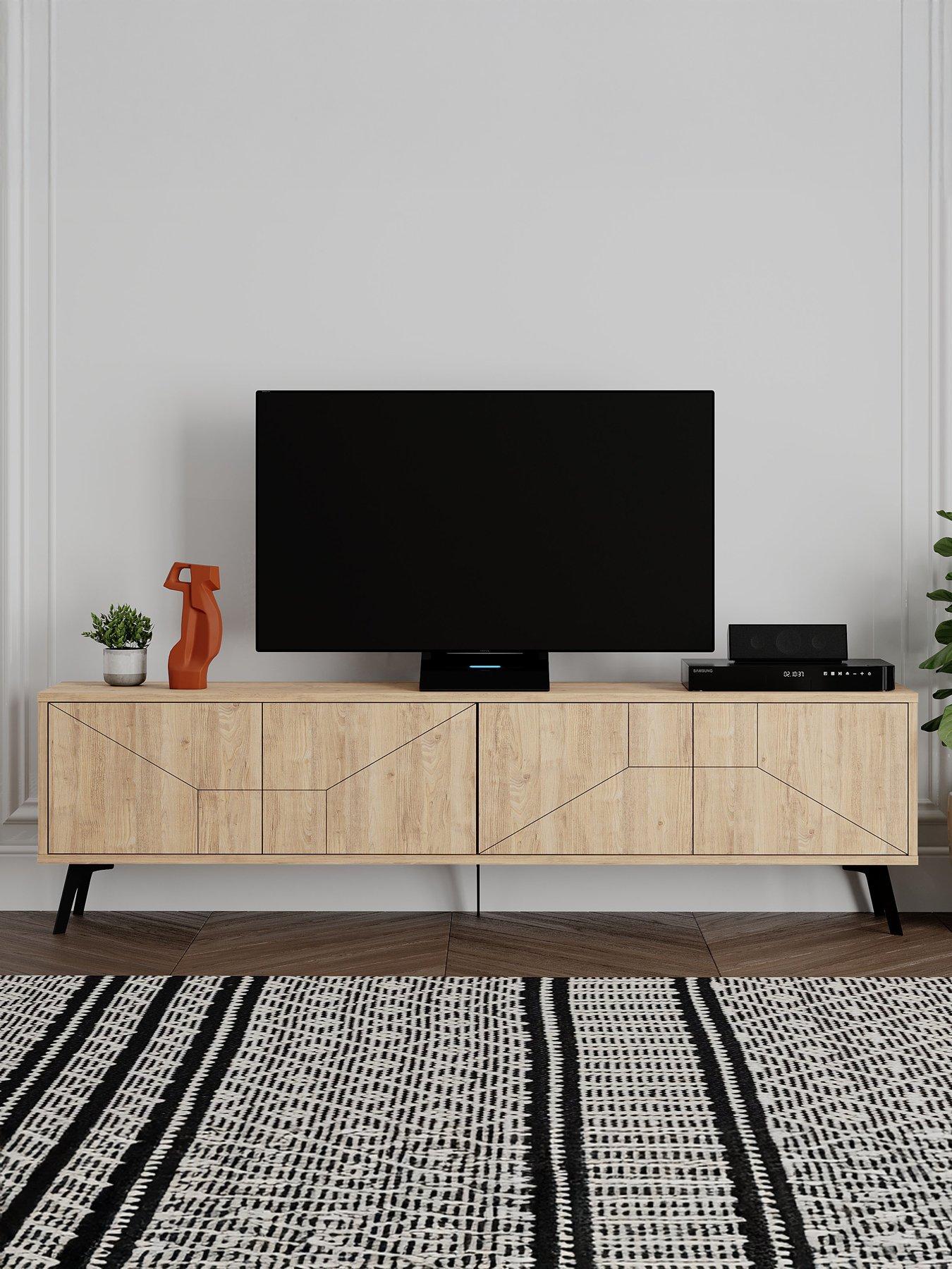 Image 1 of 8 of Decortie Dune Tv Stand - Light Oak