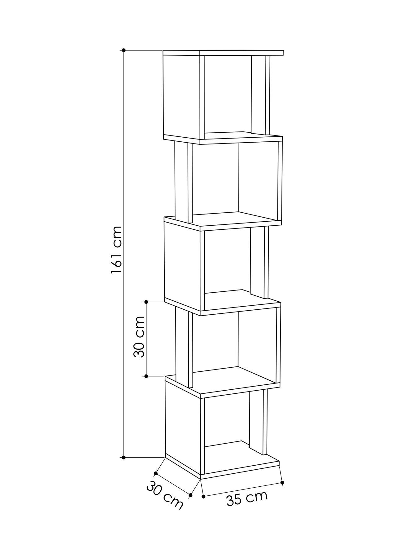 Image 3 of 4 of Decortie Piri Bookcase Shelf Unit - Ancient White/anthracite
