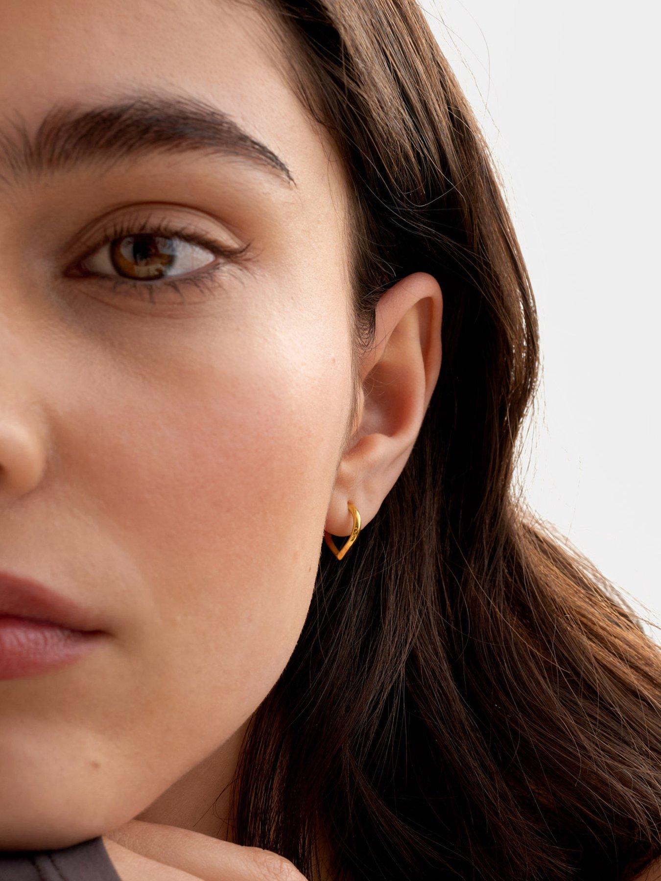 Image 1 of 4 of Katie Loxton Elsi Huggie Hoop Earrings , Gold Coated , 1.3cm x 0.3cm x 1.1cm - Waterproof