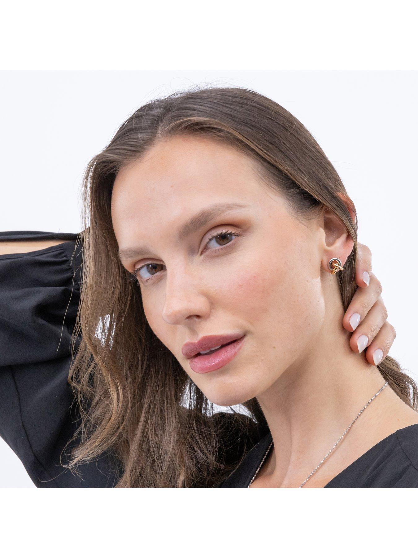 Image 3 of 5 of BOSS Ladies Harmonie Tri Tone Earrings - Multi