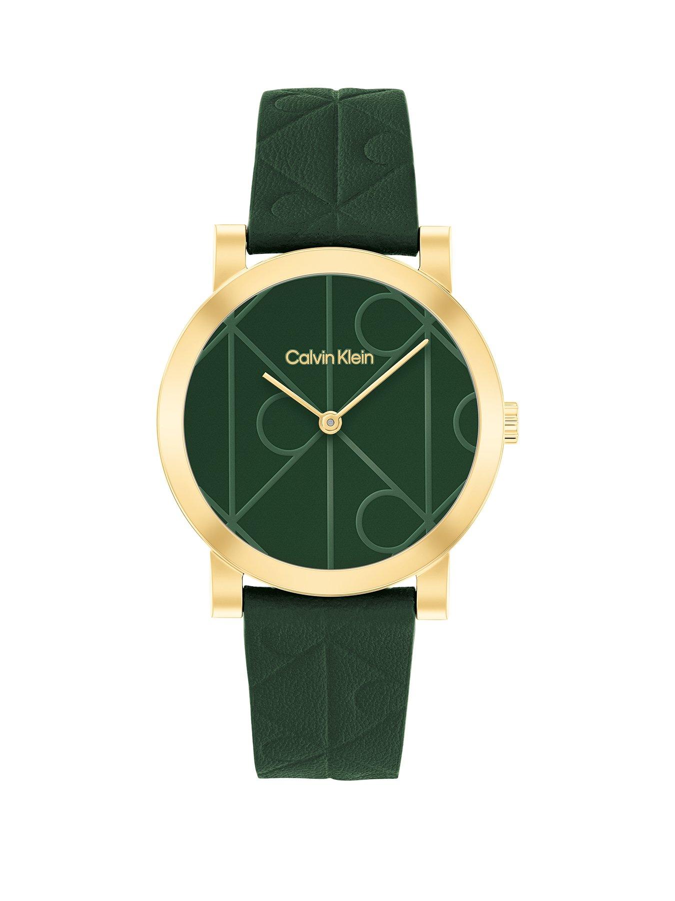 calvin-klein-womens-ck-monogram-green-leather-watch-dark-green