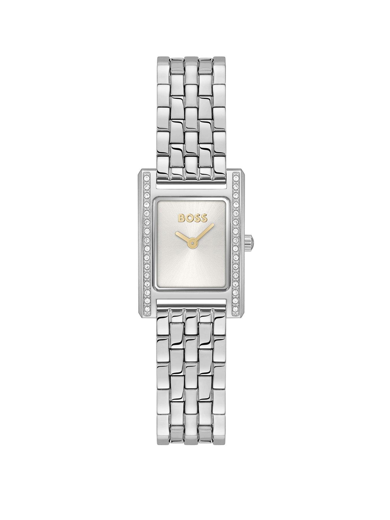 BOSS Ladies Lucy Precious Stainless Steel Bracelet Watch - Silver
