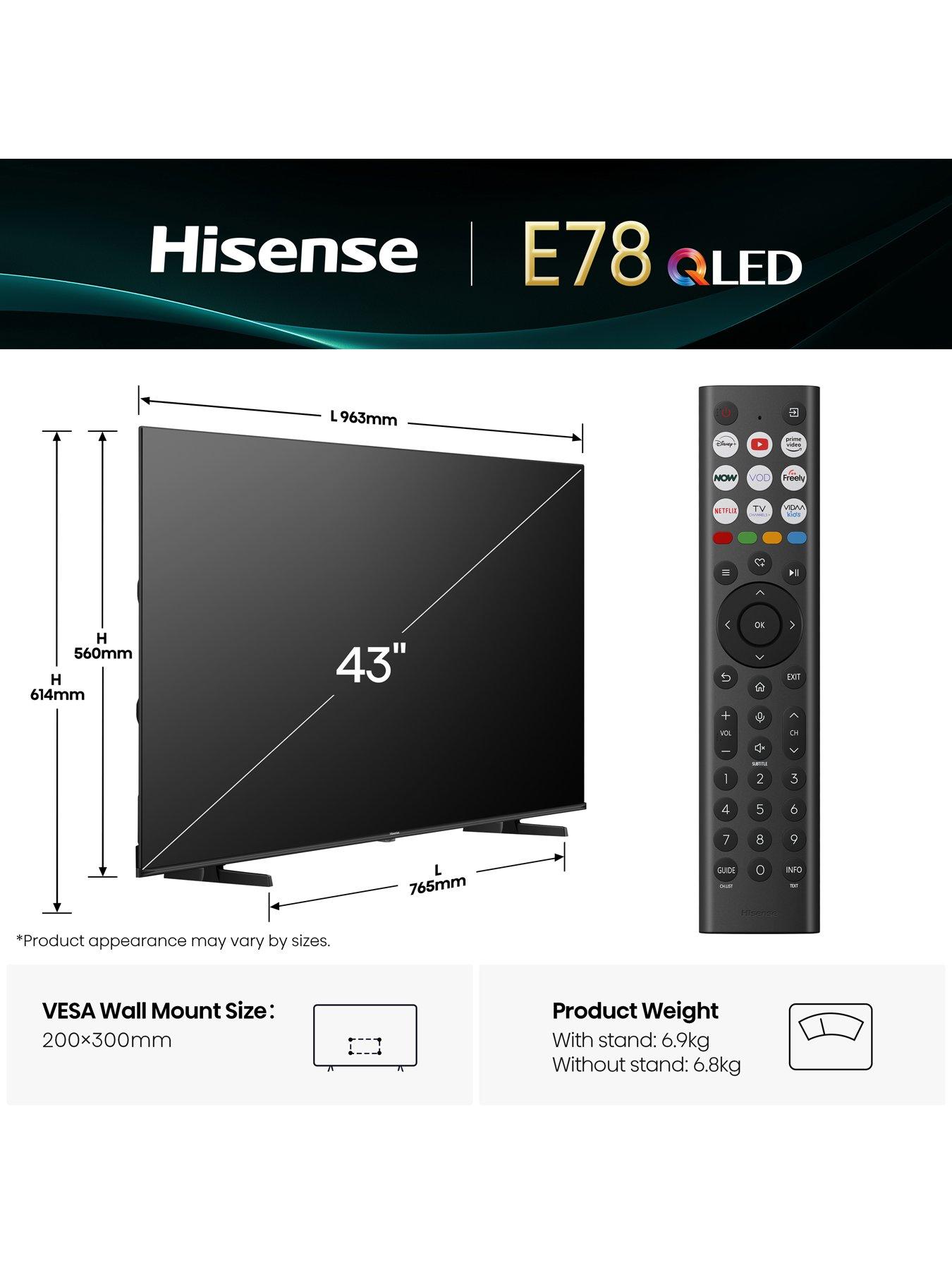 Image 6 of 7 of Hisense E78QTUK 43-inch&nbsp;QLED 4K&nbsp;Smart AI TV with Freely