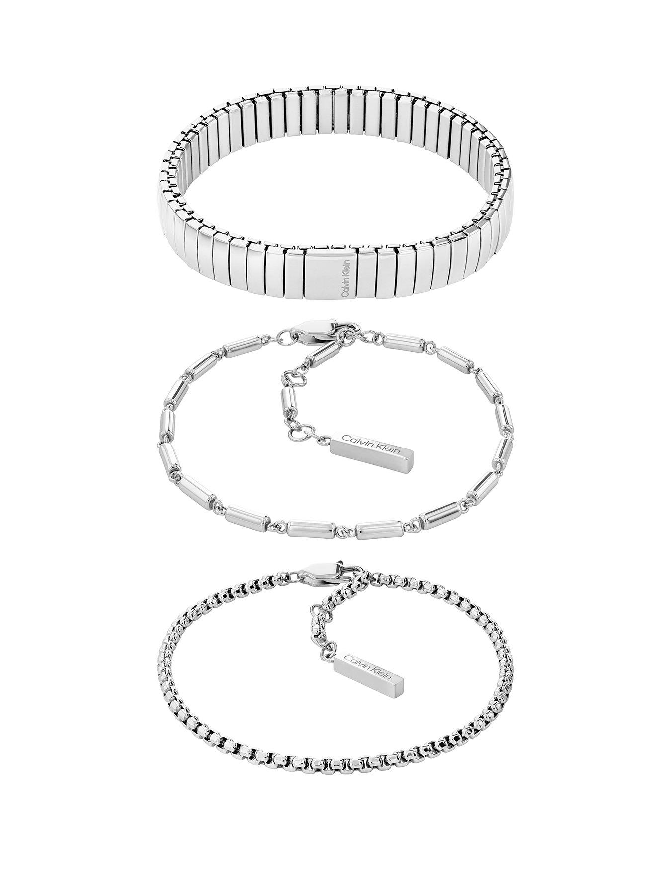 Calvin Klein Women's Ck Stacked Stainless Steel Bracelet - Silver