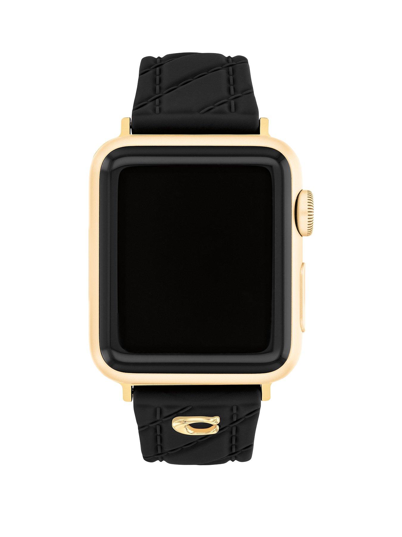 Image 1 of 5 of COACH Coach Ladies Black Quilted Apple Watch Strap