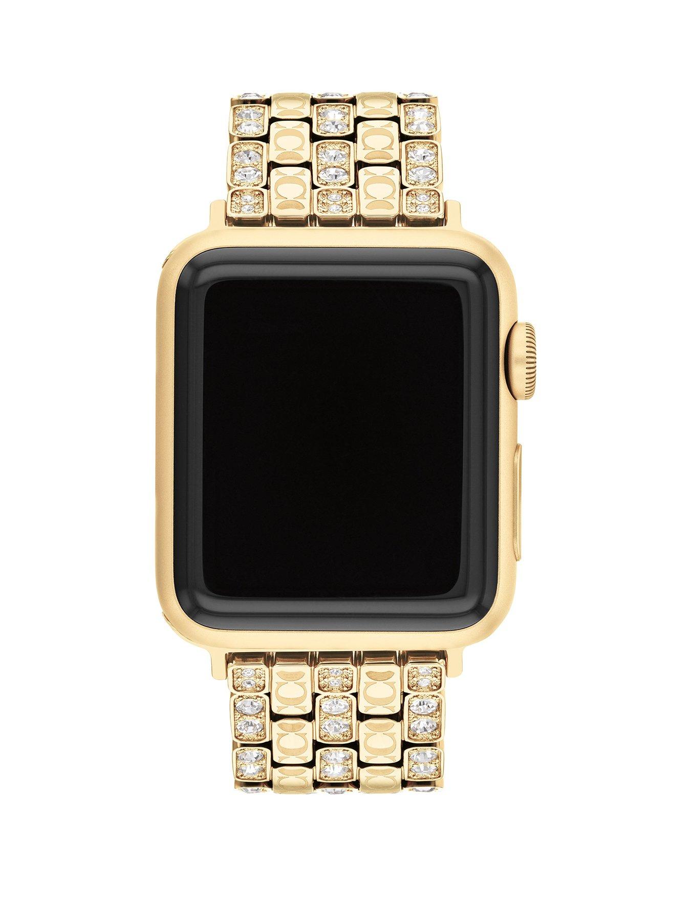 COACH Coach Ladies Gold IP Signature C Apple Watch Strap