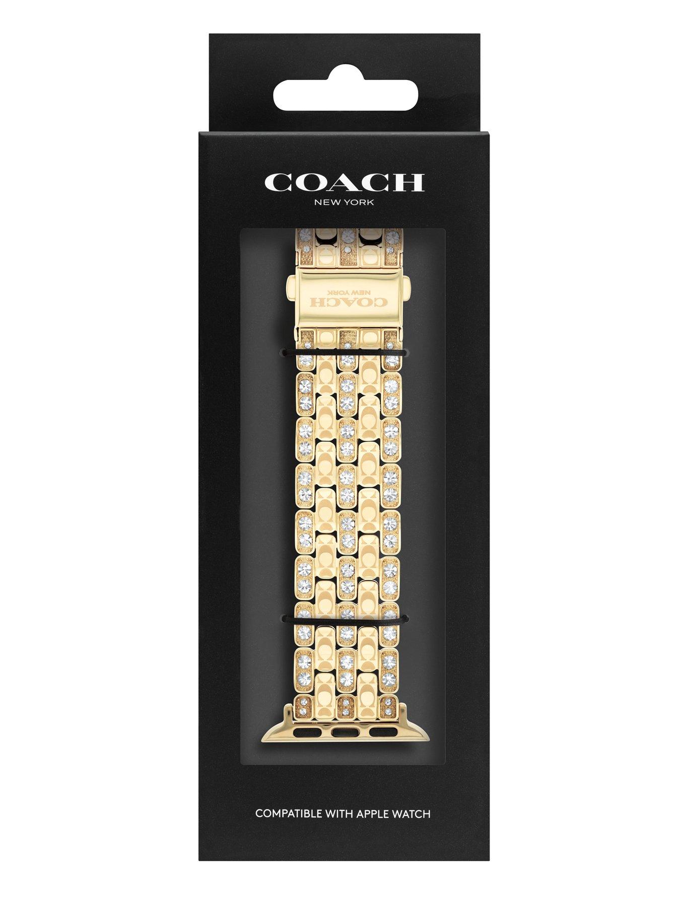 Image 2 of 5 of COACH Coach Ladies Gold IP Signature C Apple Watch Strap