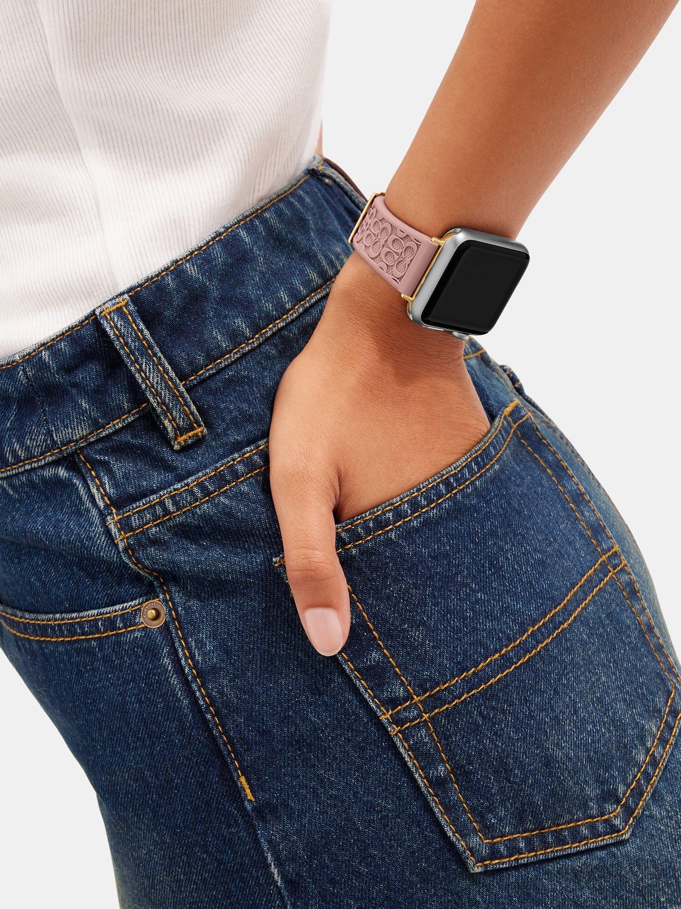 Image 5 of 5 of COACH Ladies Textured Rubber Apple Watch Strap&nbsp; Pink
