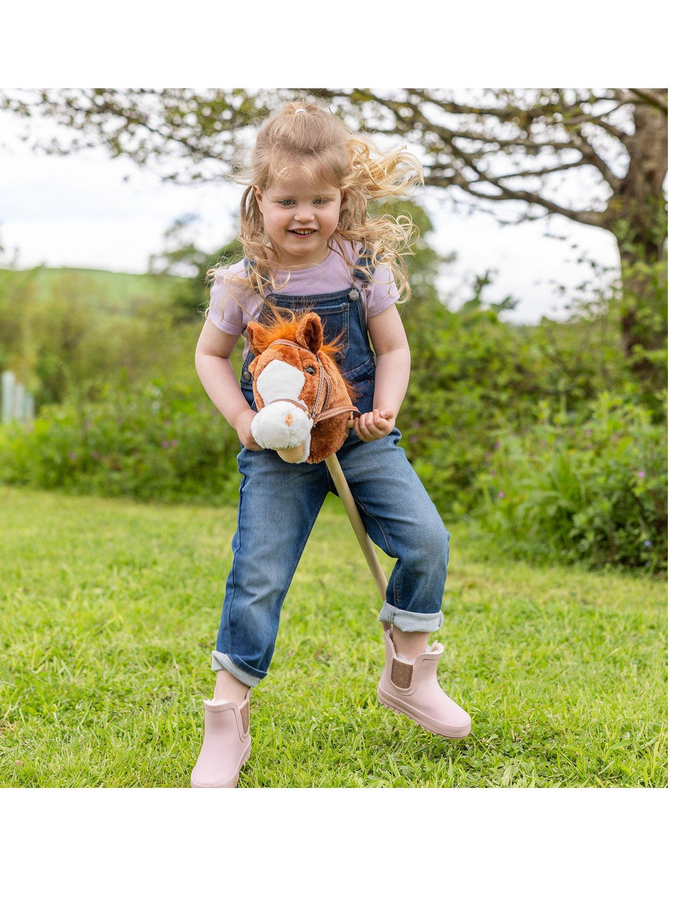 Hobby Horse with Galloping Sounds and Wheels - Dark Brown