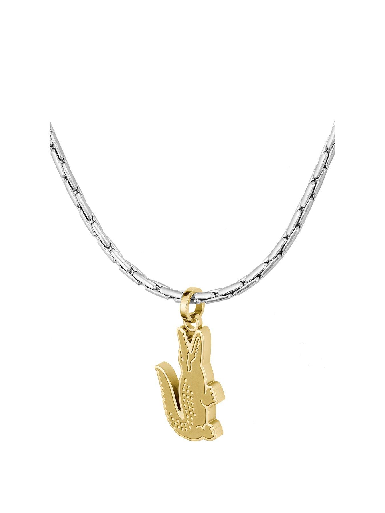 Lacoste Lacoste Mens Arthor Crocodile Box Chain Necklace - Silver