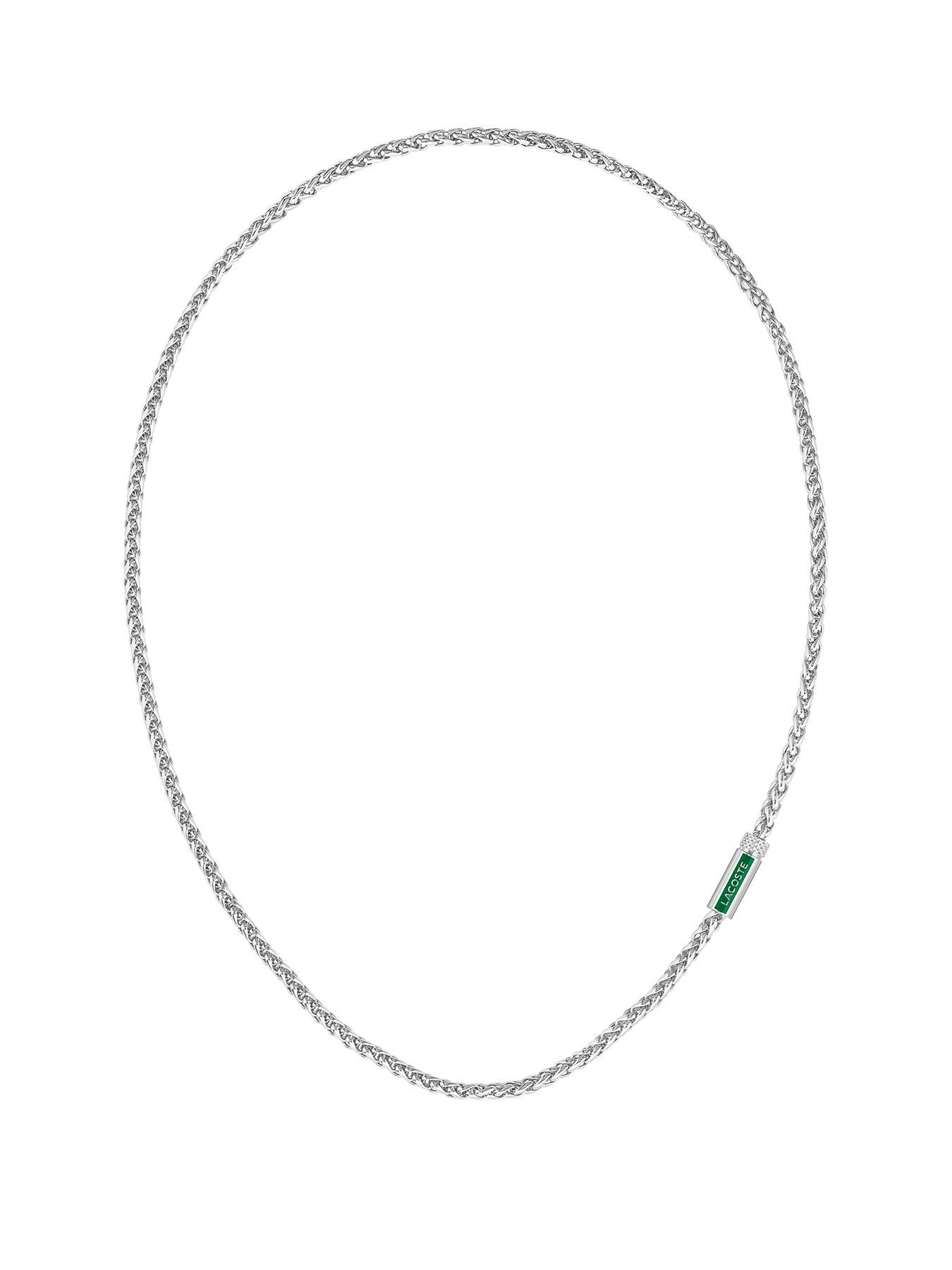 Lacoste Lacoste Mens Spelt Stainless Steel Necklace - Silver