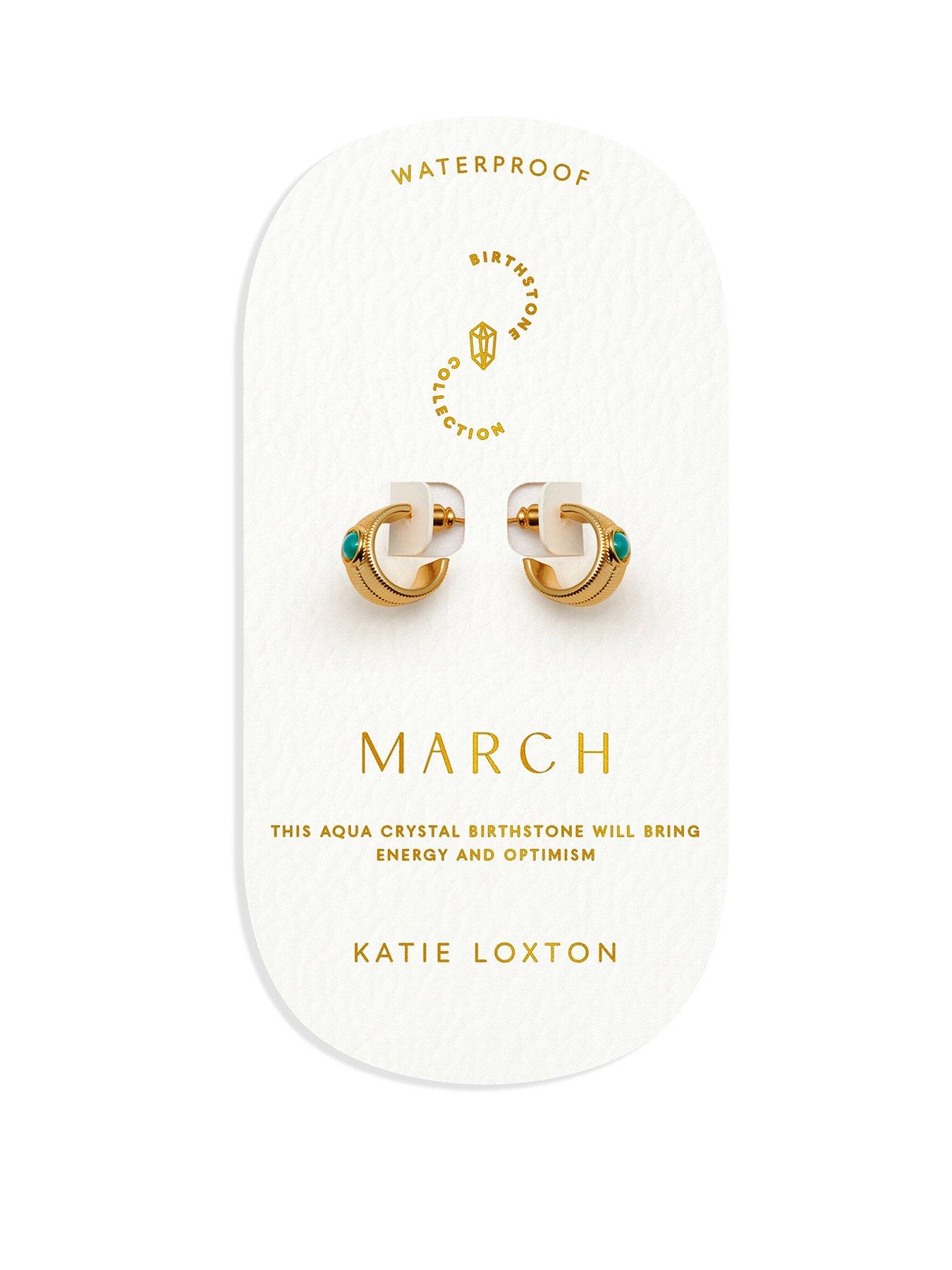 Katie Loxton BIRTHSTONE HOOP EARRINGS - JANUARY - Garnet - 1.4cm x 0.7cm x 1.5cm