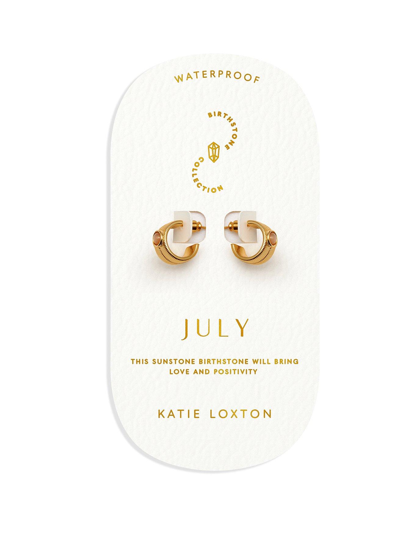 Katie Loxton BIRTHSTONE HOOP EARRINGS - JANUARY - Garnet - 1.4cm x 0.7cm x 1.5cm