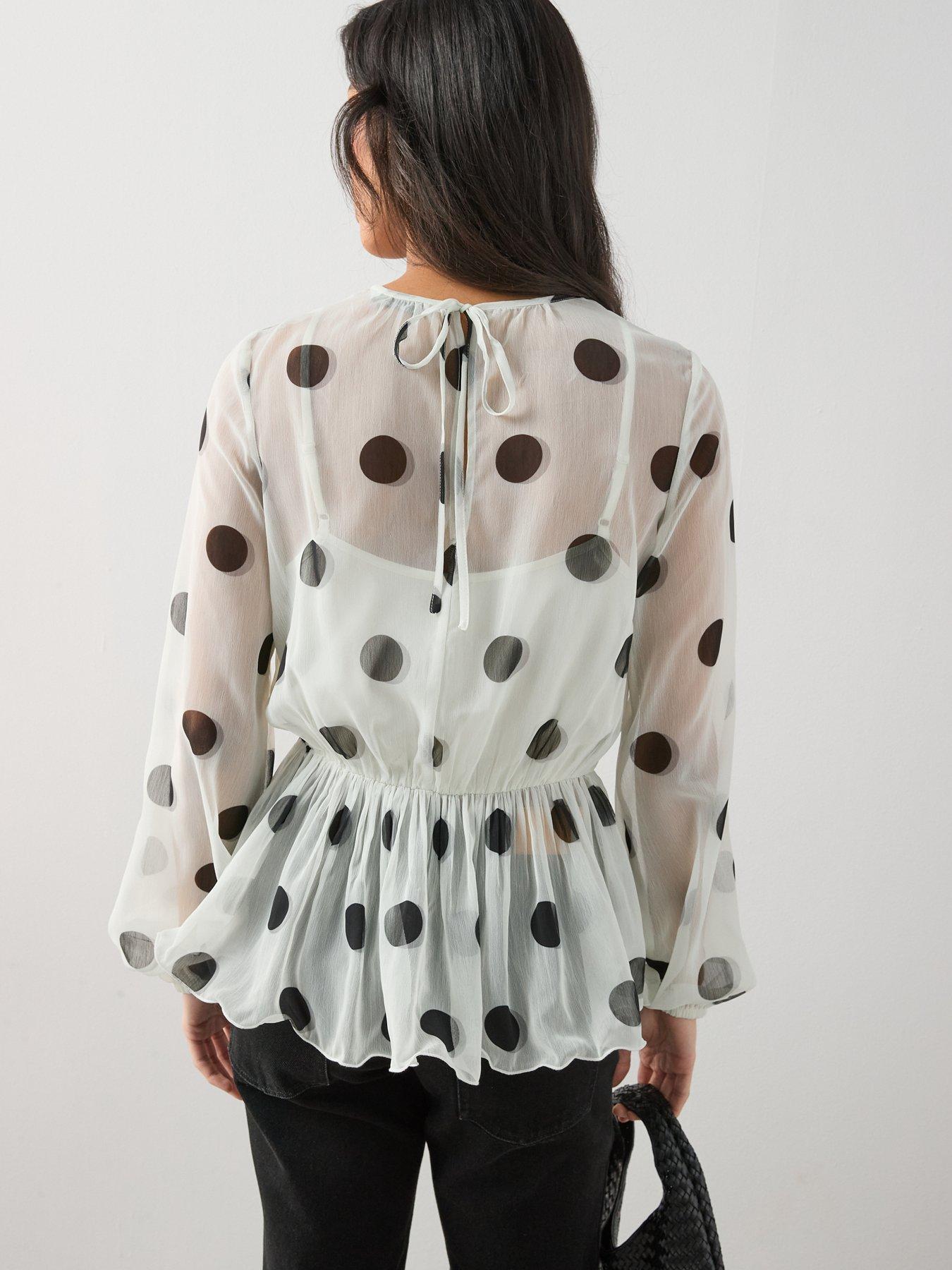 Image 2 of 7 of The Very Collection Polka Dot Peplum Blouse - Print