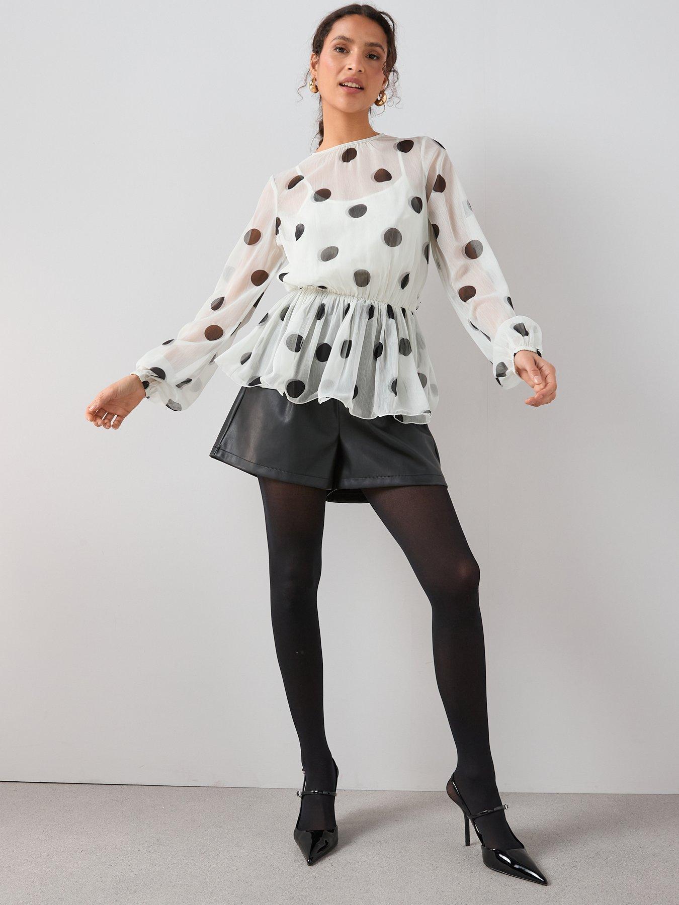 Image 3 of 7 of The Very Collection Polka Dot Peplum Blouse - Print