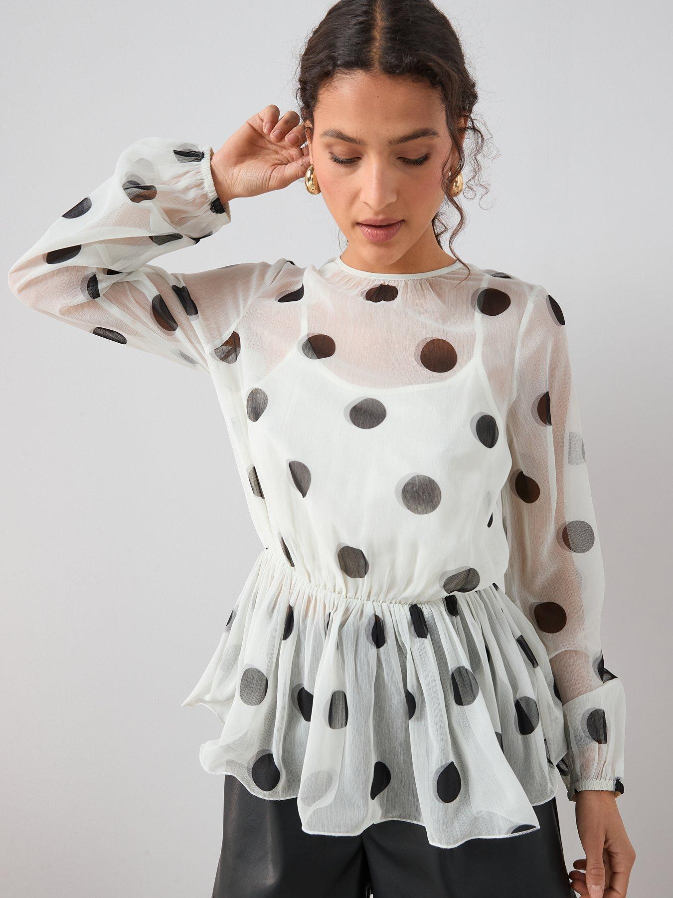 Image 4 of 7 of The Very Collection Polka Dot Peplum Blouse - Print