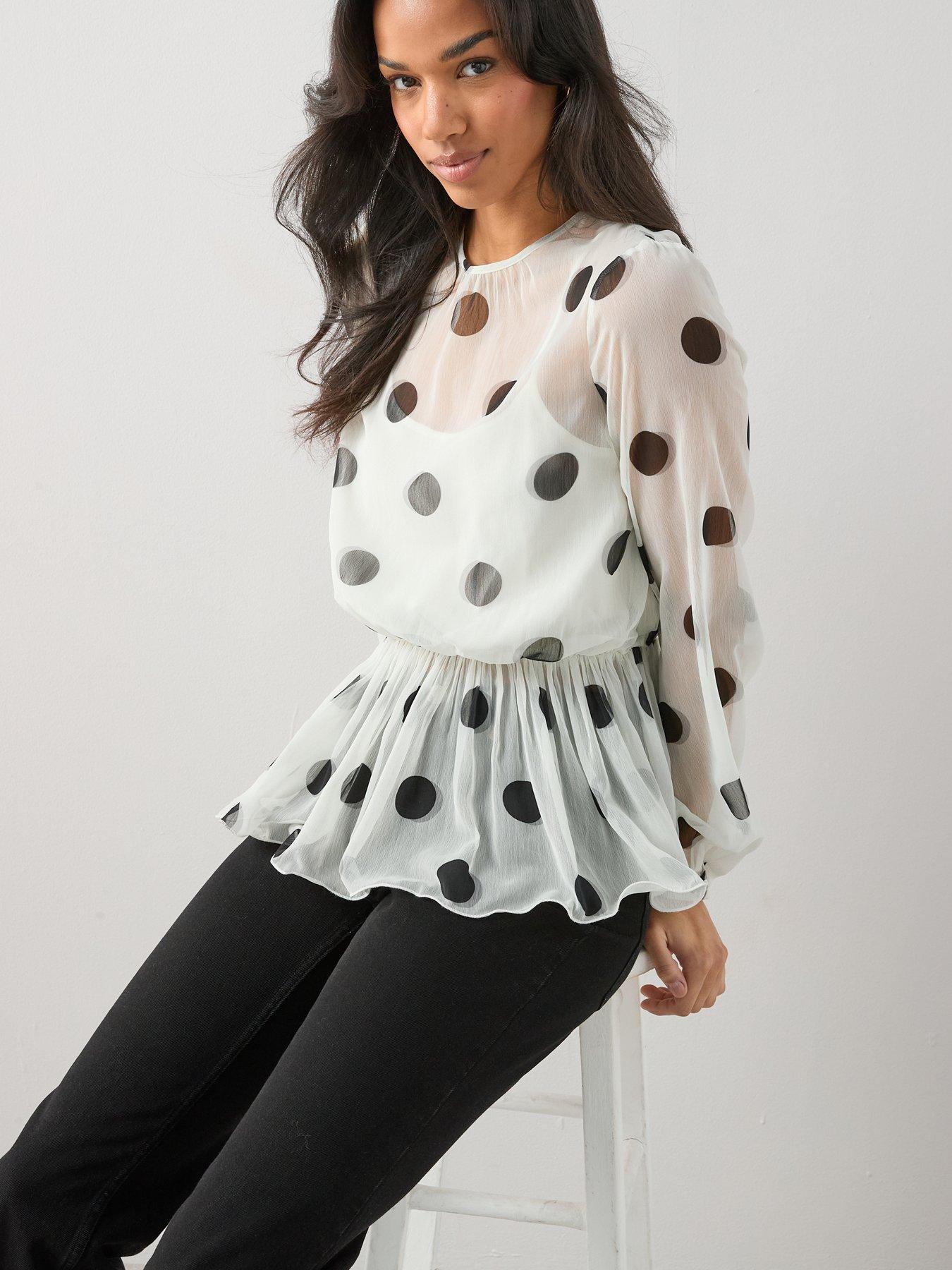 Image 5 of 7 of The Very Collection Polka Dot Peplum Blouse - Print