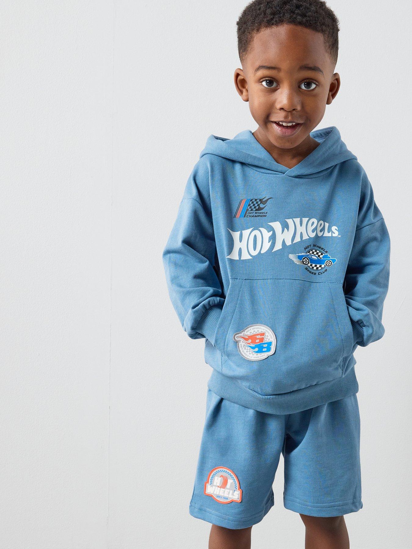 Image 1 of 6 of The Very Collection Hot Wheels Hooded Sweat Shorts Set - Blue