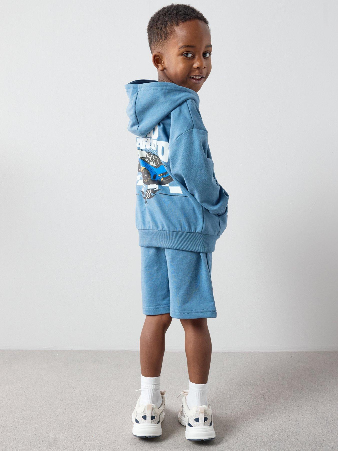 Image 2 of 6 of The Very Collection Hot Wheels Hooded Sweat Shorts Set - Blue