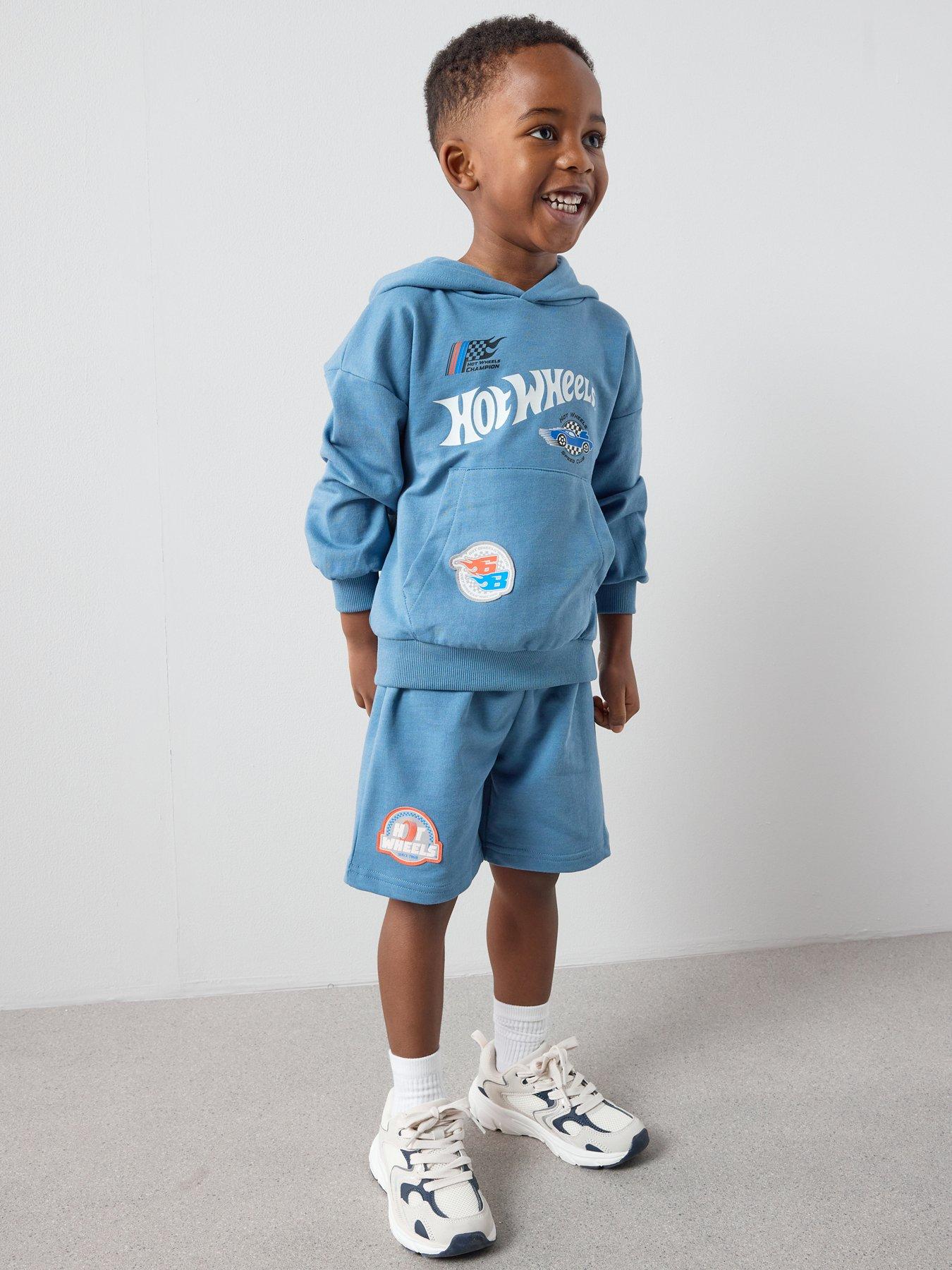 Image 3 of 6 of The Very Collection Hot Wheels Hooded Sweat Shorts Set - Blue