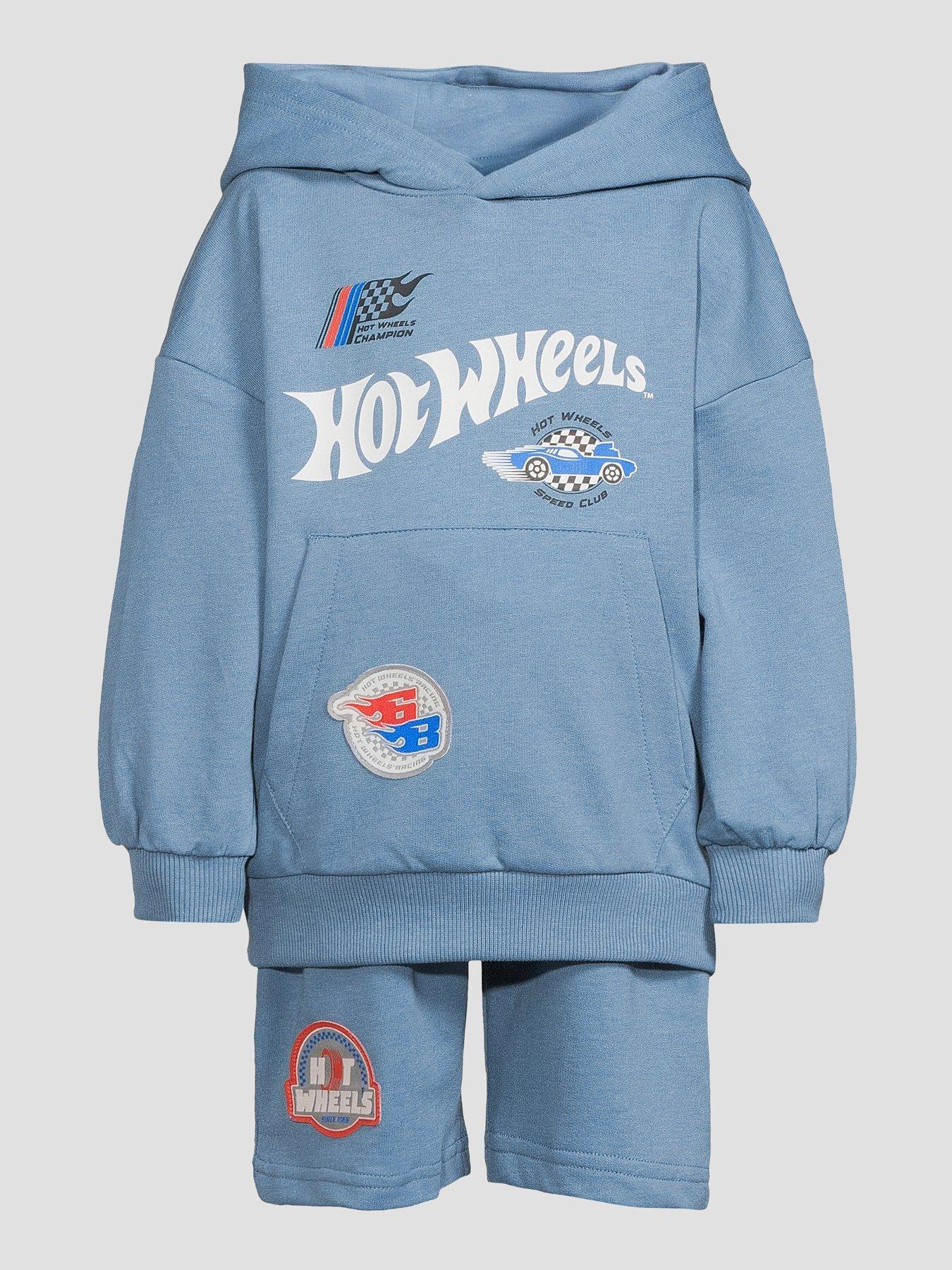 Image 6 of 6 of The Very Collection Hot Wheels Hooded Sweat Shorts Set - Blue
