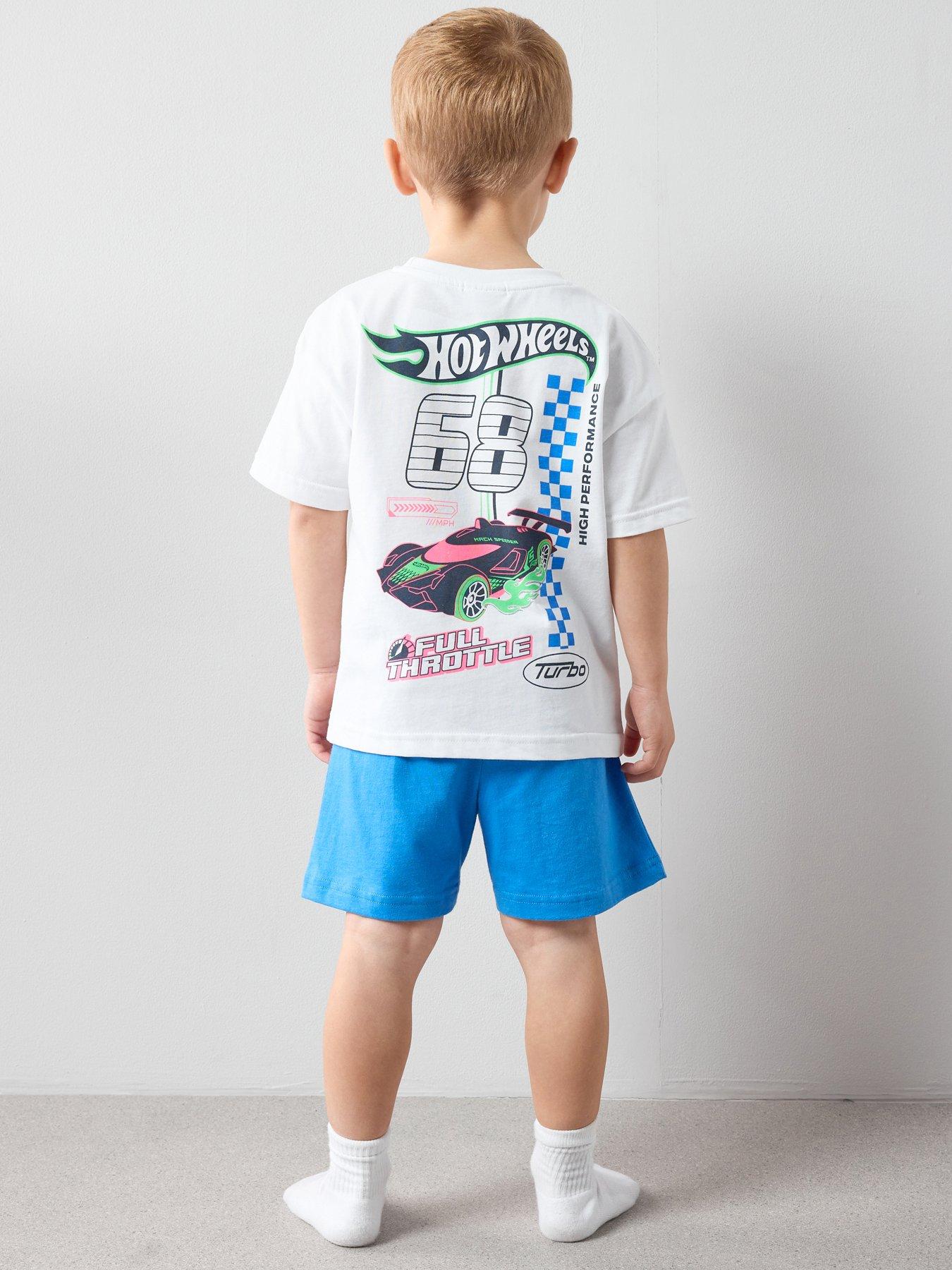 Image 1 of 6 of The Very Collection Hot Wheels Back Print Shortie Pyjamas - Blue