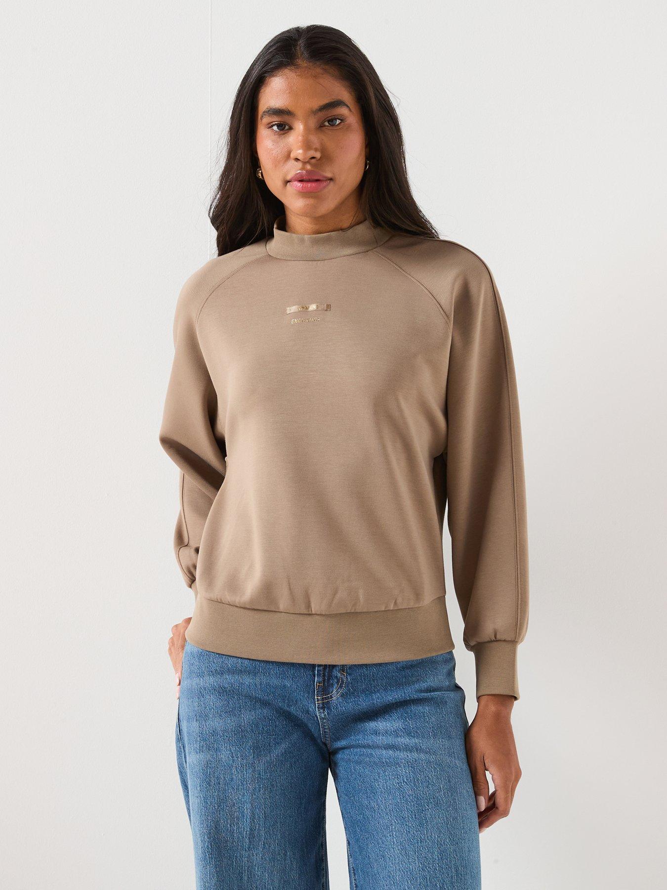 armani-exchange-high-neck-sweatshirt-brownfront