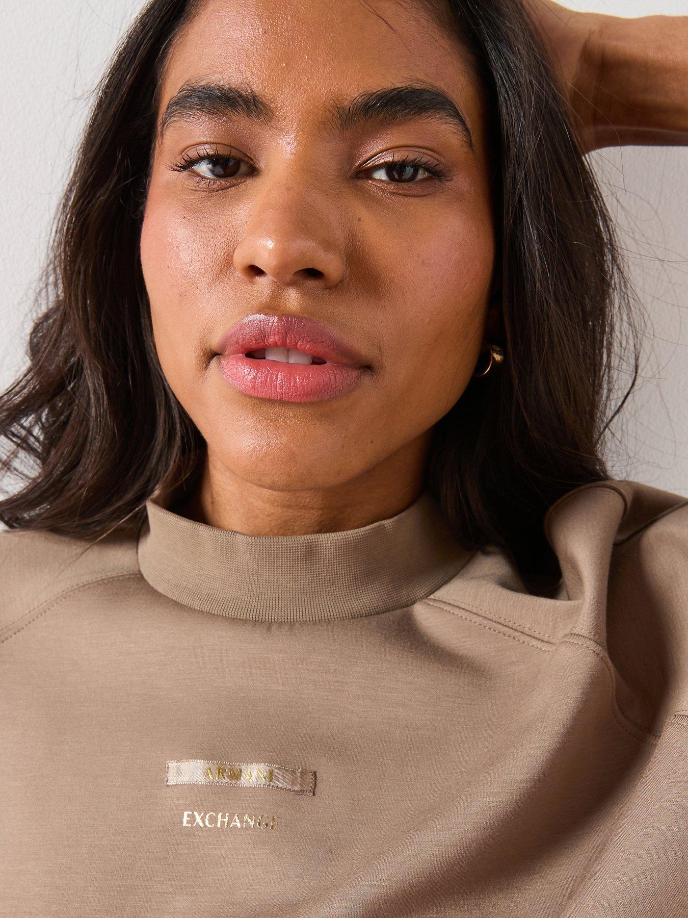 armani-exchange-high-neck-sweatshirt-brownoutfit