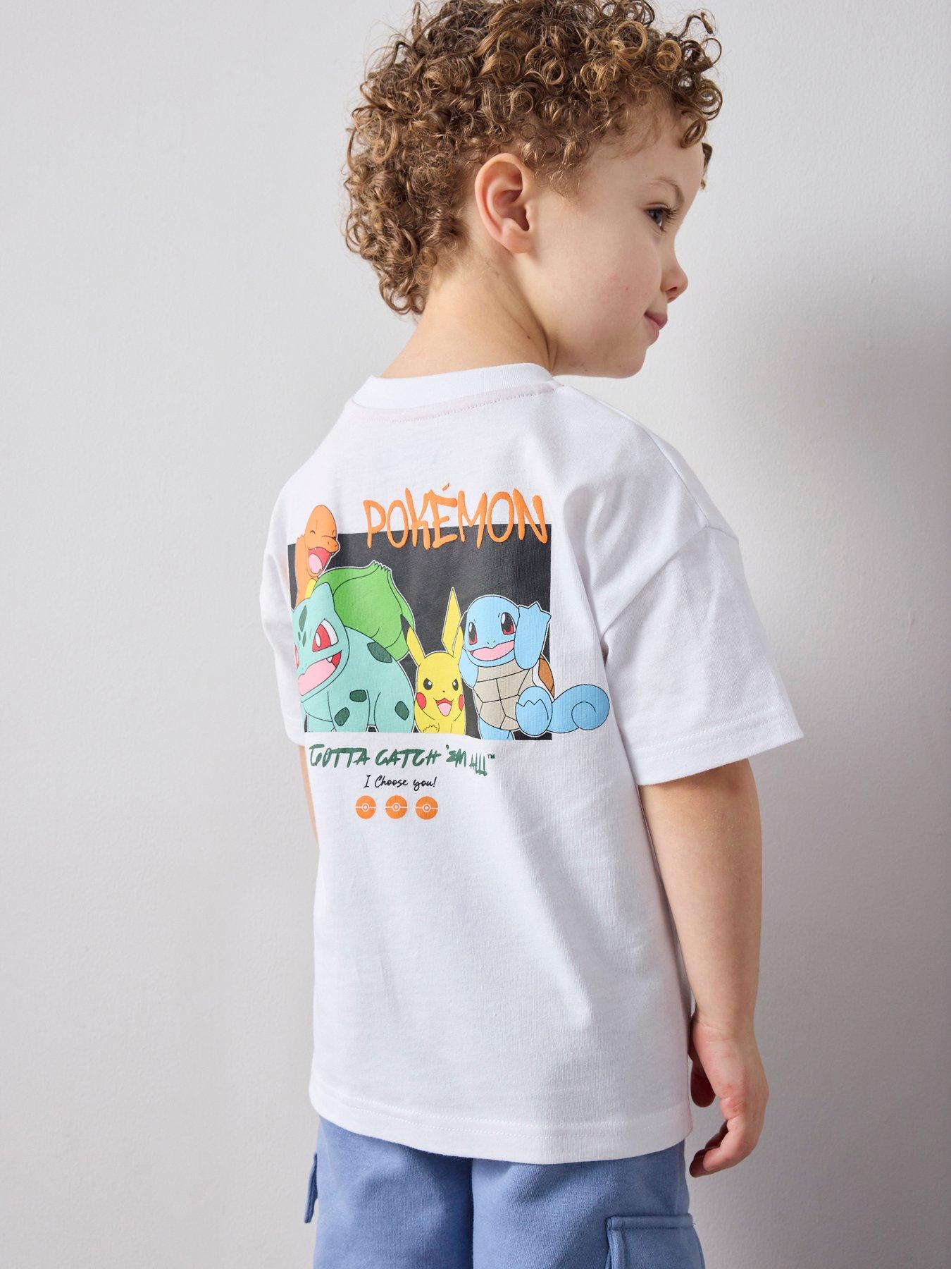 Image 1 of 6 of The Very Collection Pokemon Back Print T-Shirt - White