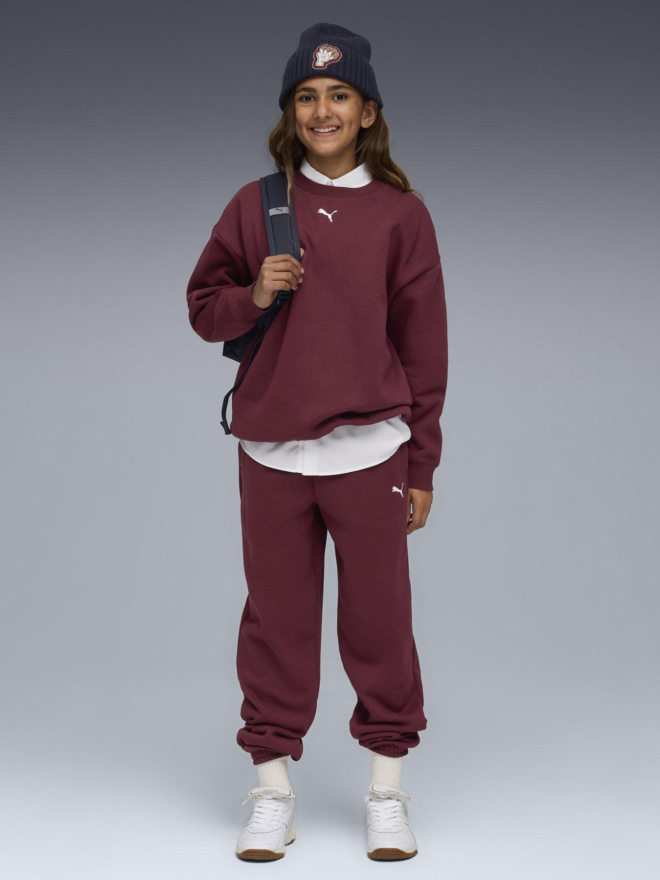 puma-junior-girls-loungewear-oversized-sweat-set-red