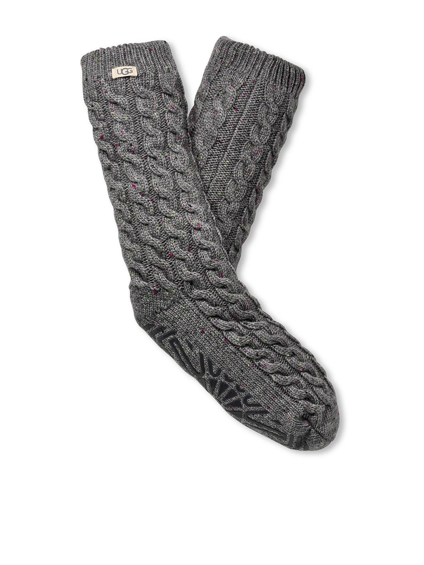 UGG Elowyn Cable Knit Fleece Lined Socks - Grey