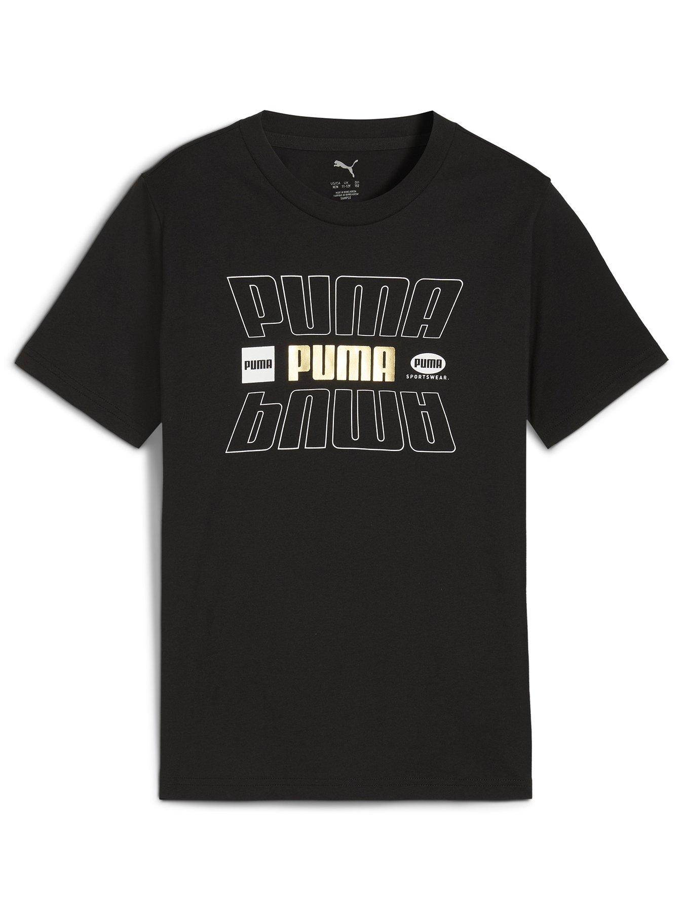 Puma Junior Boys Ess Logo Lab Holiday Tee B - Black