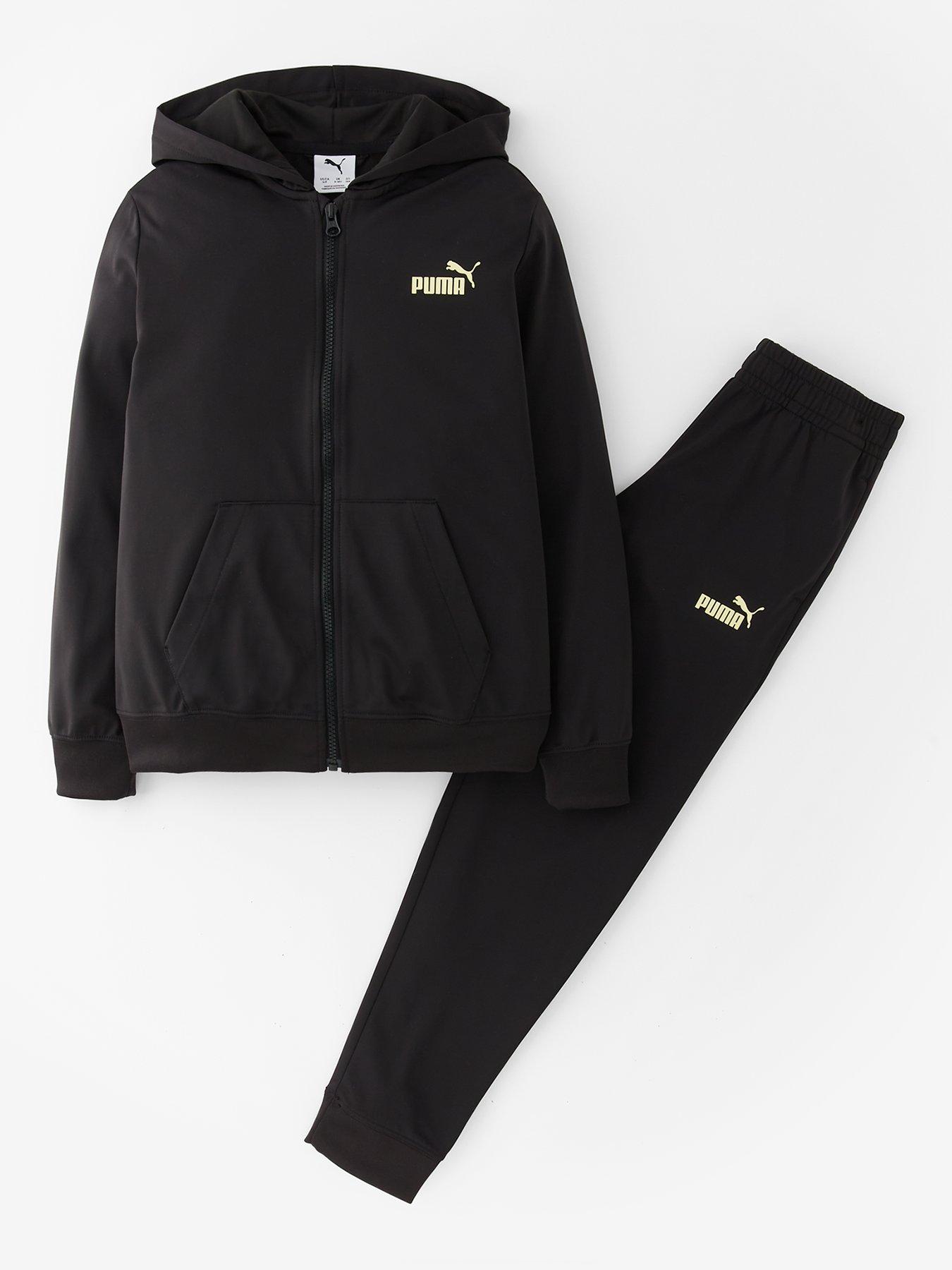 Image 1 of 4 of Puma Junior Boys Hooded Full-Zip Poly Suit B - Black