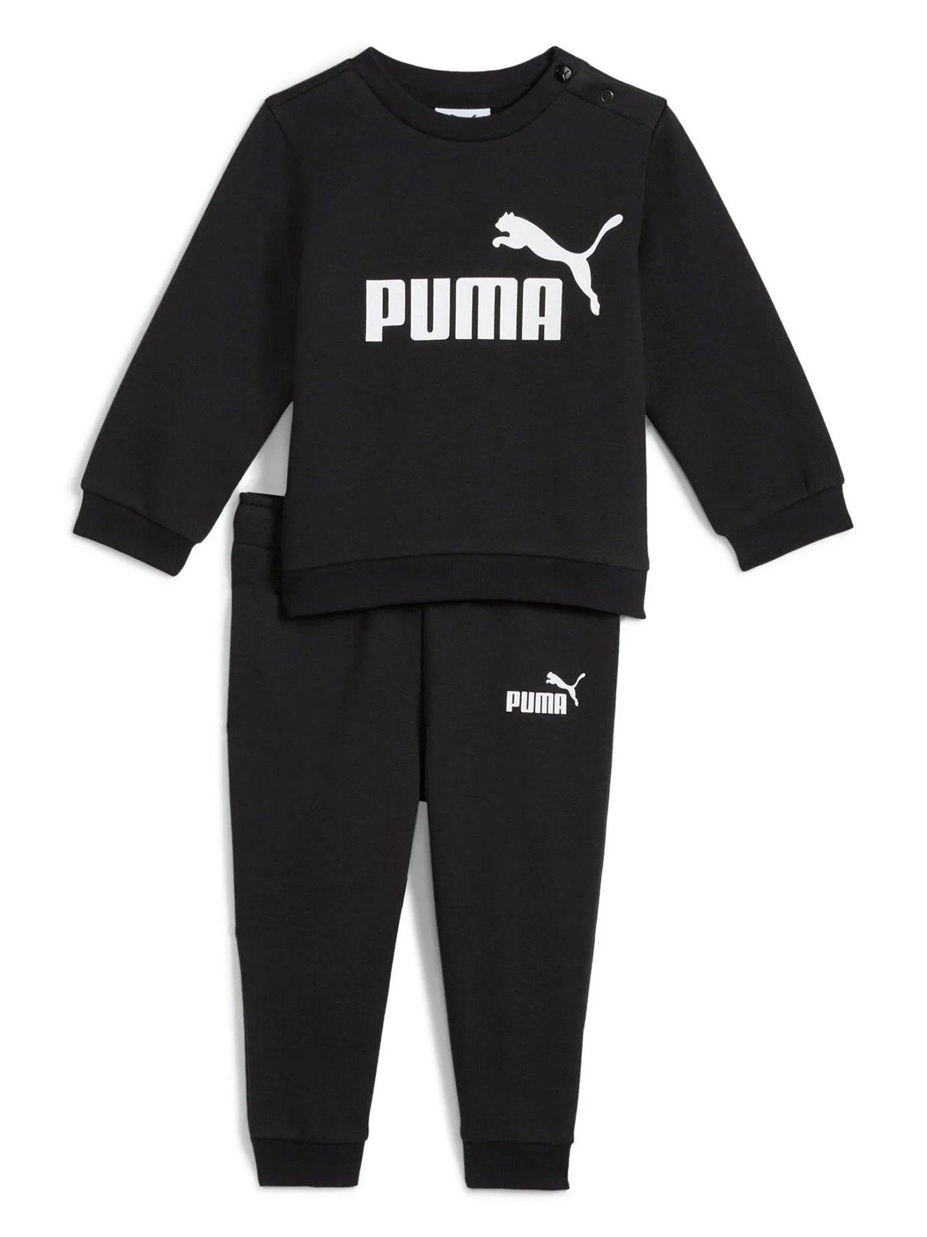 Puma Infant Boys Minicats Essentials Crew Neck and Jogger Set - Black
