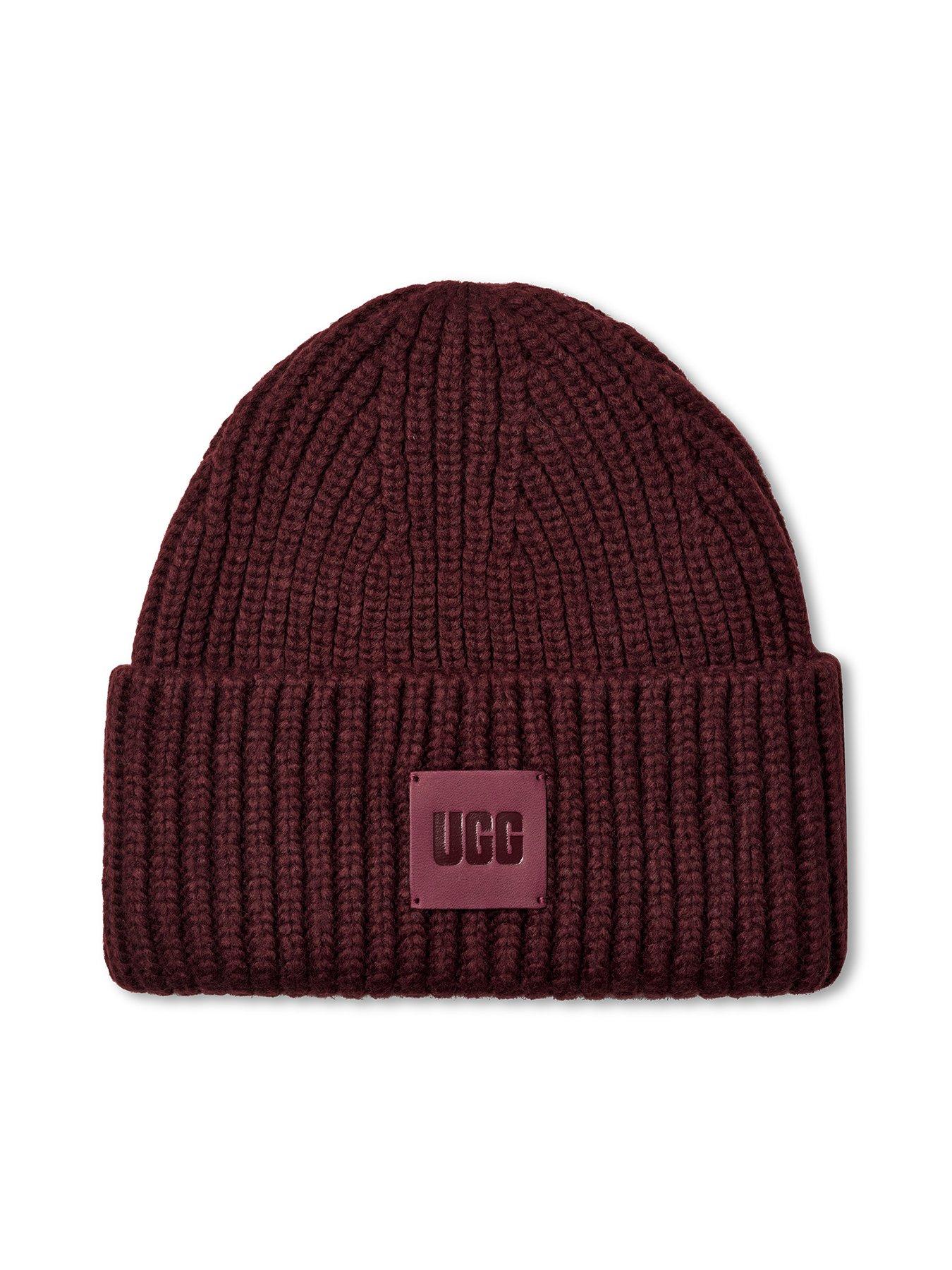 UGG Chunky Rib Beanie Hat - Dark Red