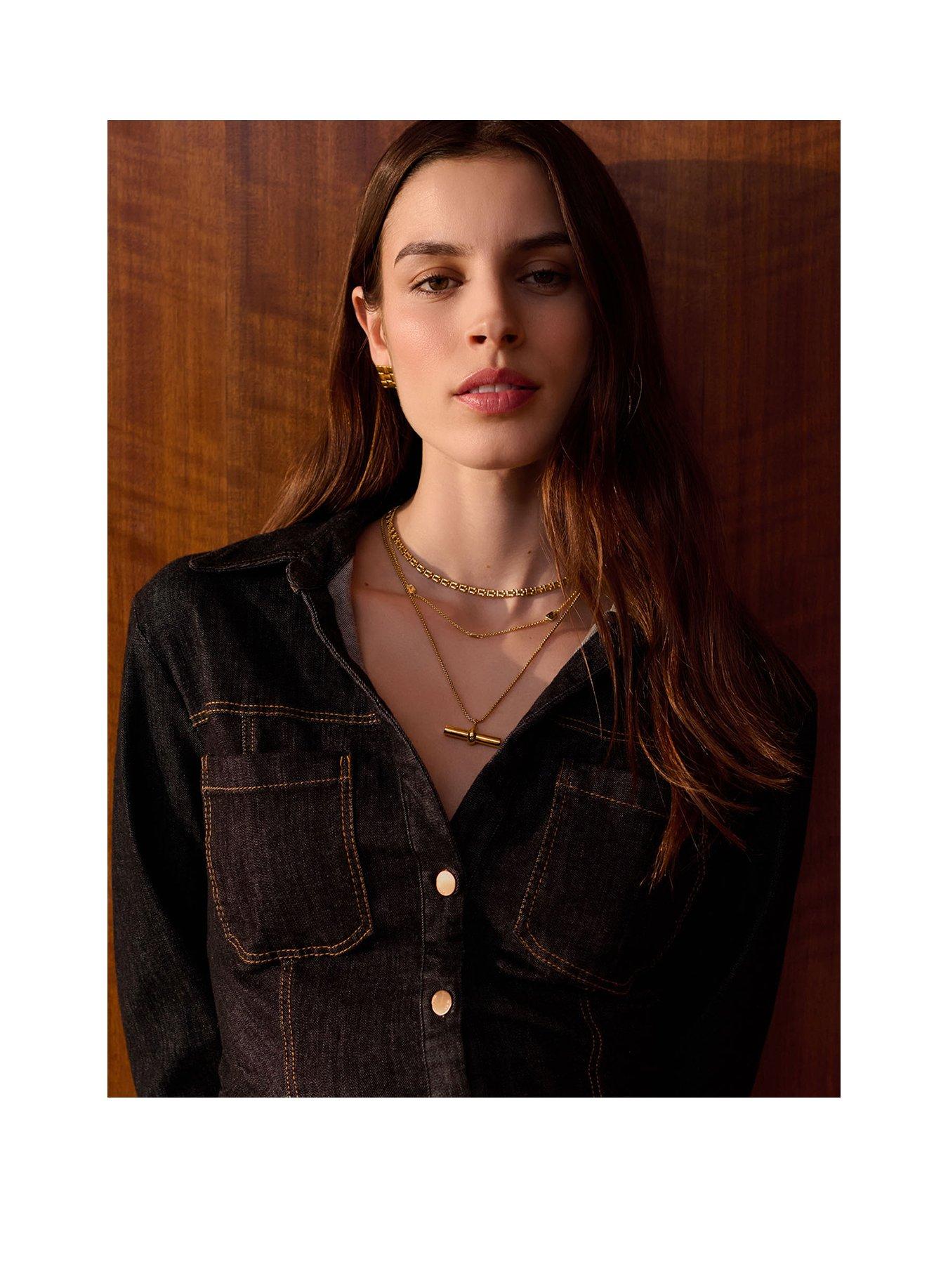 Katie Loxton THEMIS LARGE T-BAR NECKLACE , Gold Coated , 50cm + 5cm extender