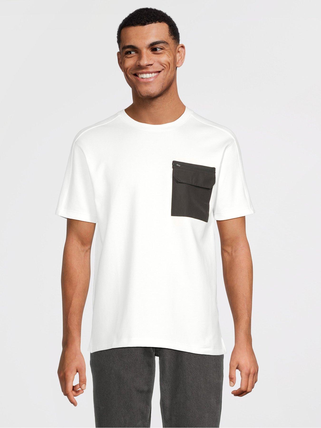 River Island Nylon Pocket T-Shirt - White