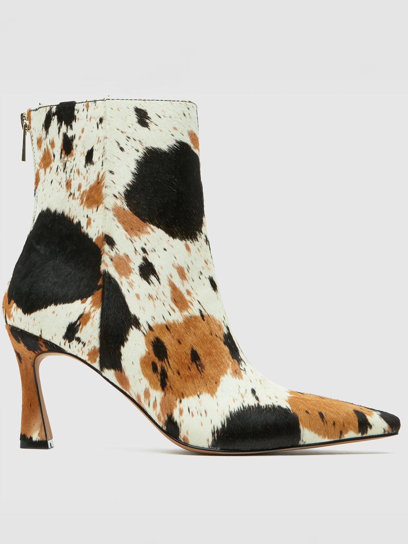 Image 1 of 4 of Schuh Bambi Leather Point Heeled Boot - Print