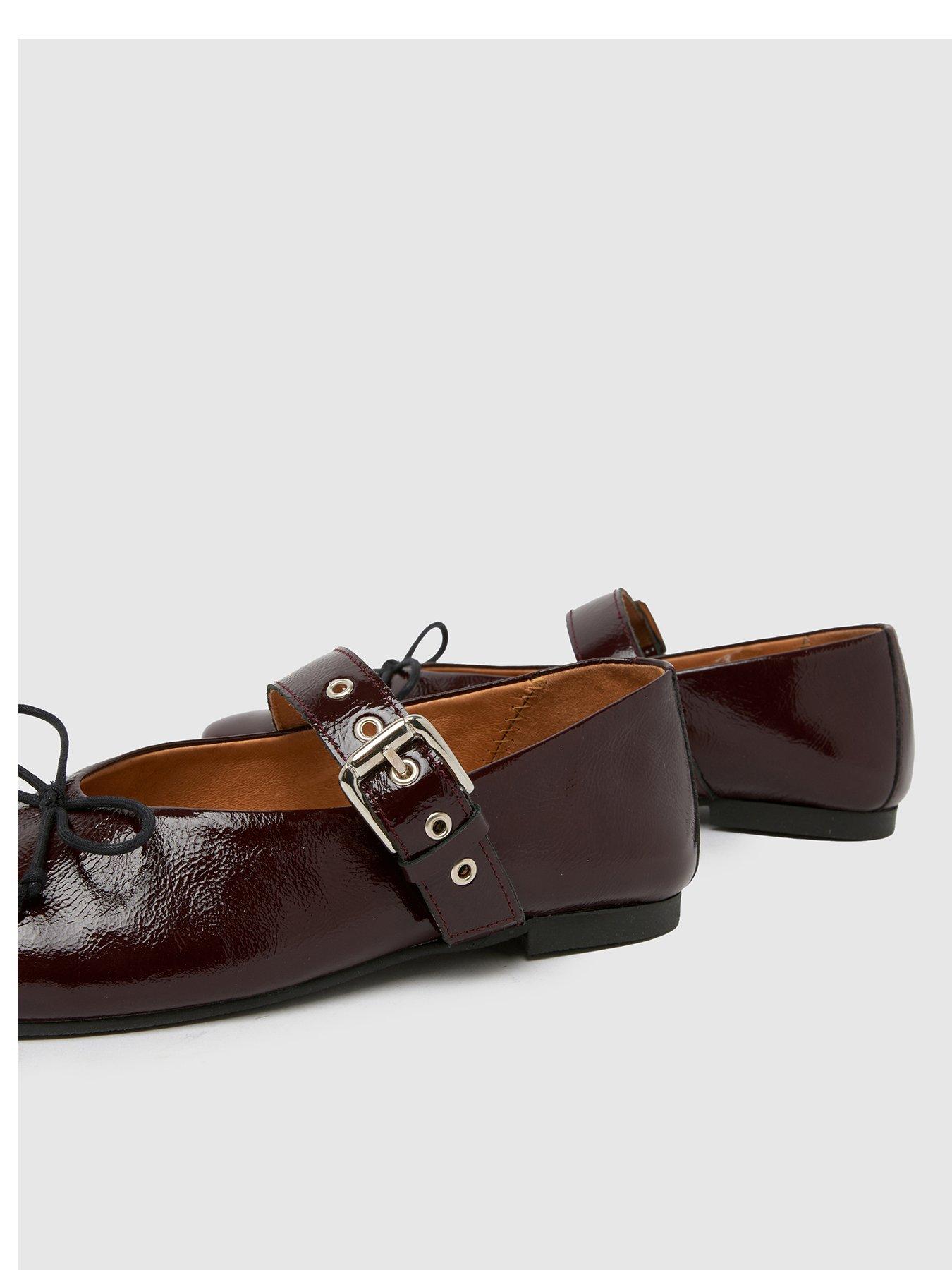 Schuh Lucinda Leather Mary Jane Ballerina Shoes Burgundy Very