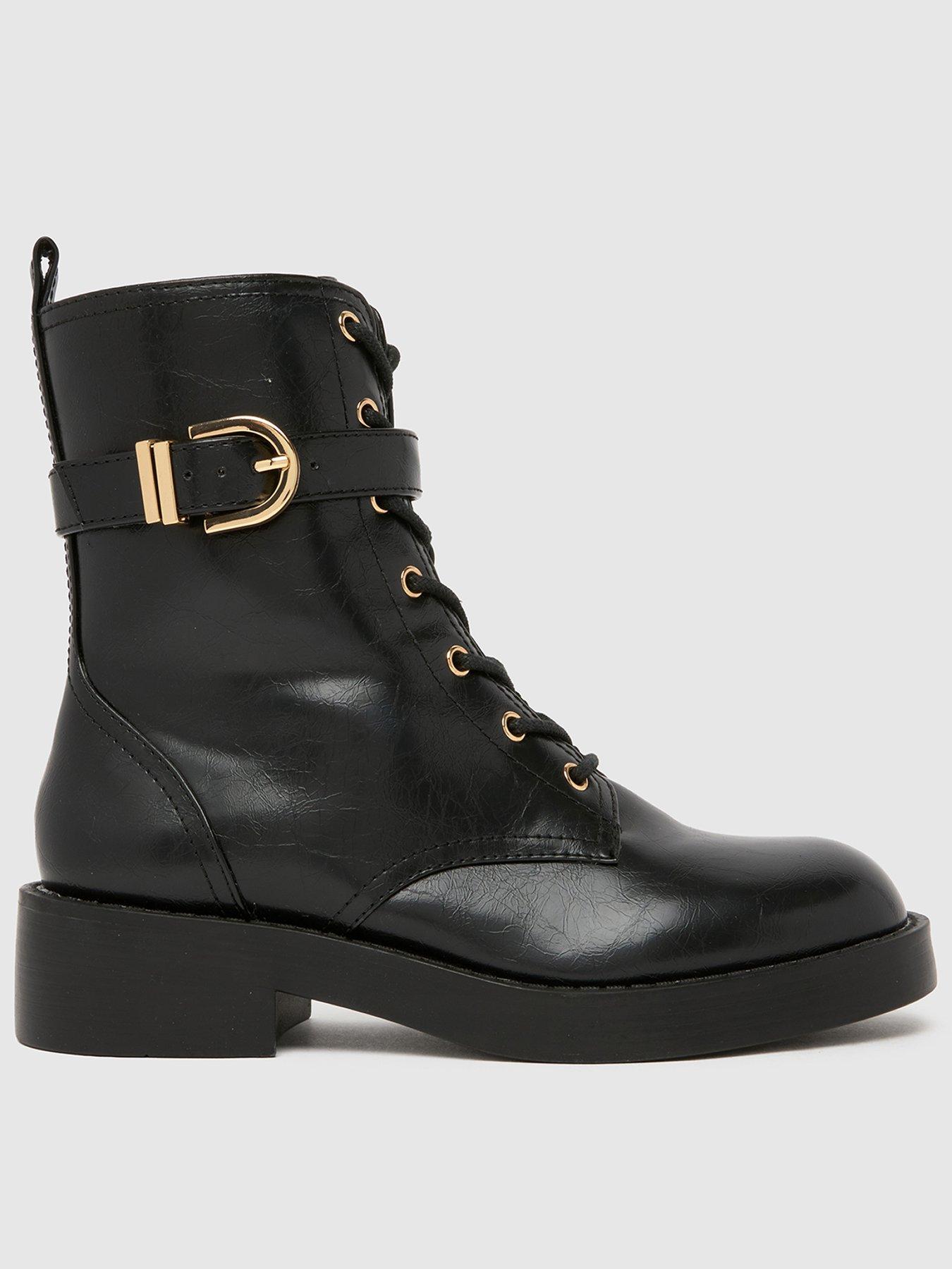 Schuh Ada Wide Fit Lace-Up Boot - Black