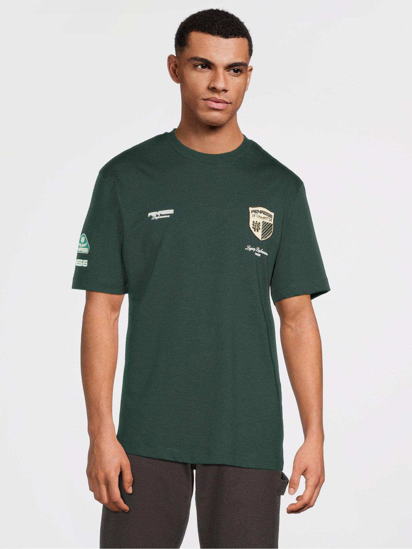 River Island Penrose Crest T-Shirt - Dark Green