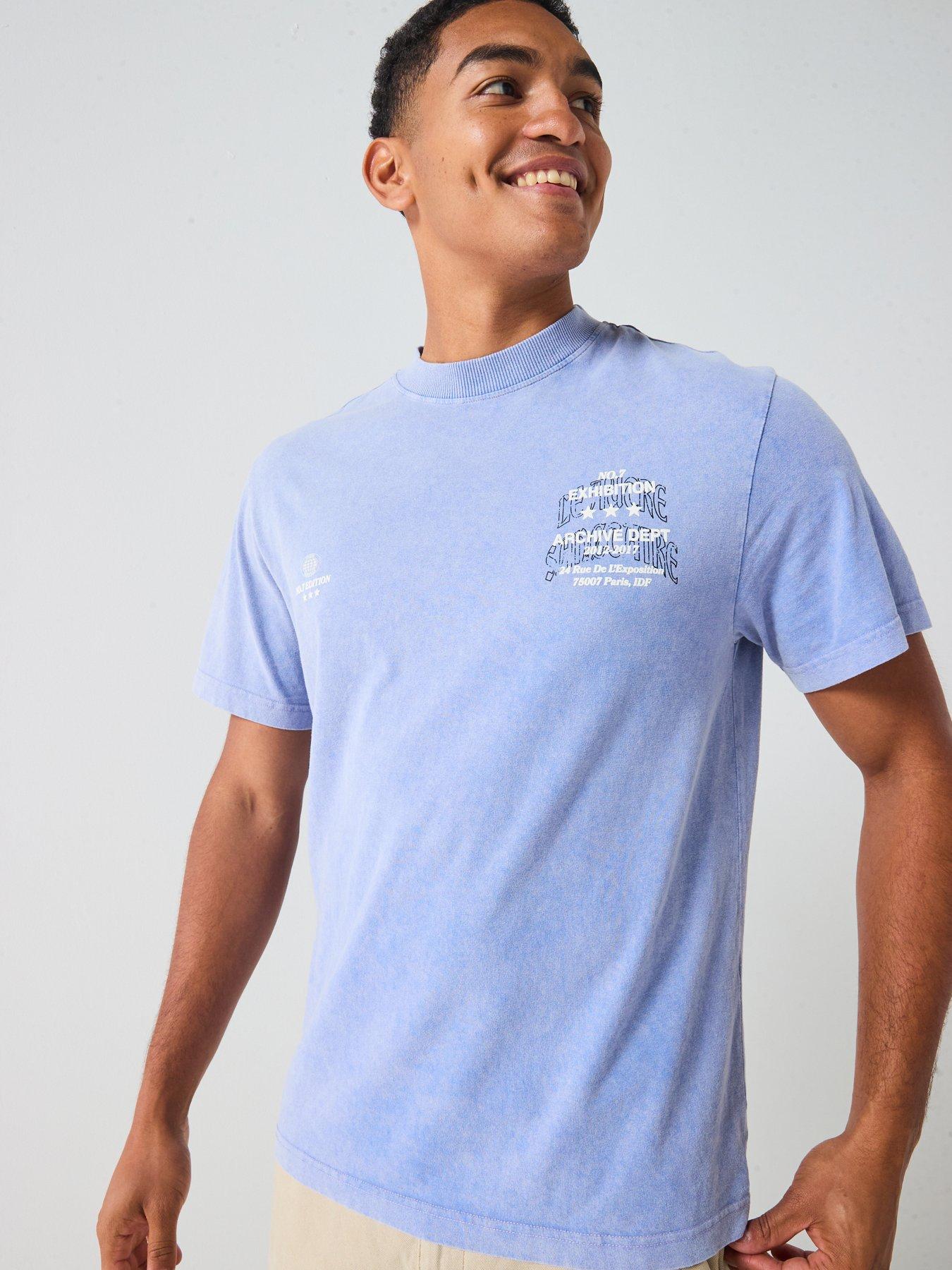 Image 4 of 6 of River Island Archive Dept Back Graphic T-Shirt - Light Blue