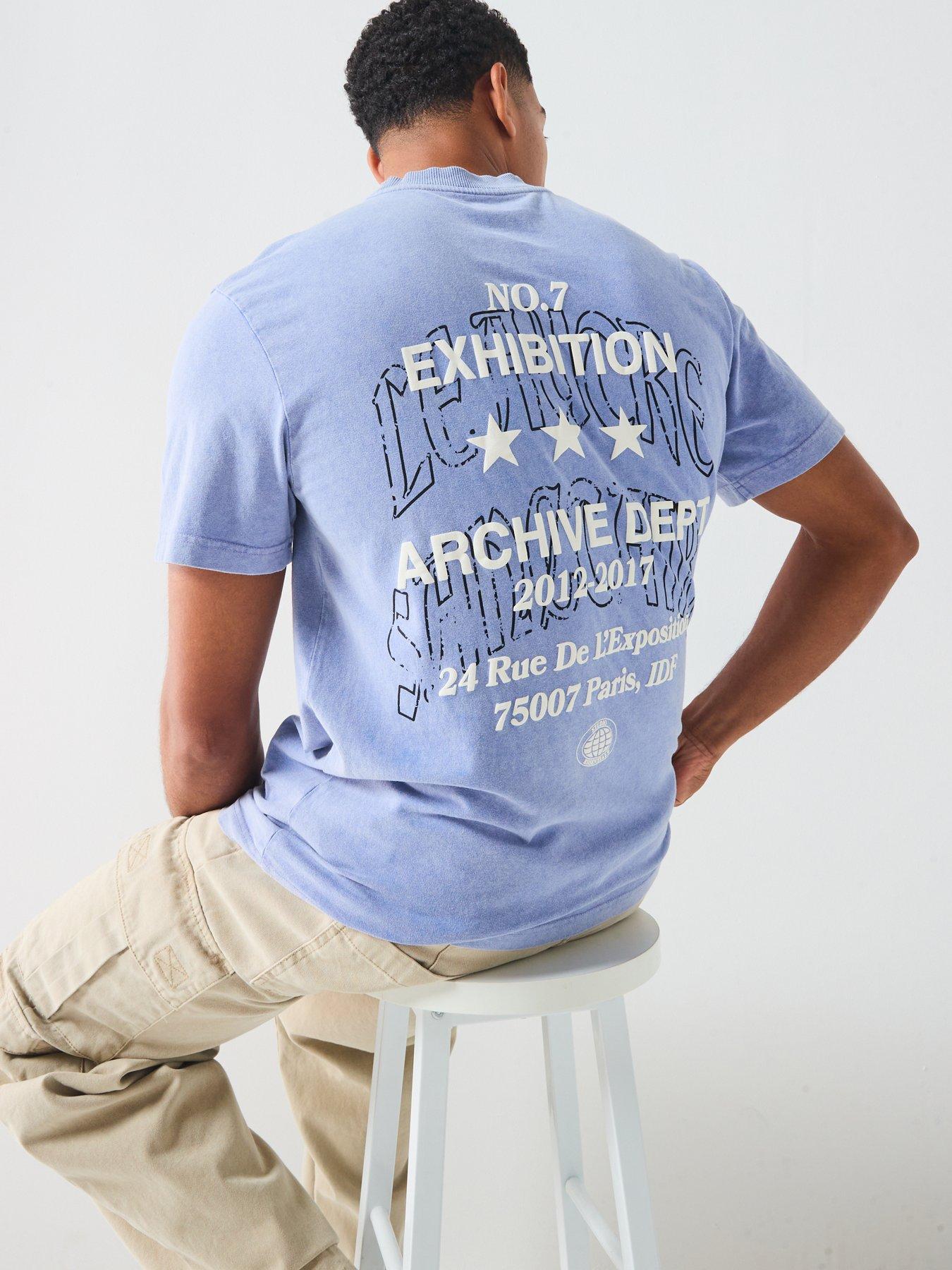 Image 5 of 6 of River Island Archive Dept Back Graphic T-Shirt - Light Blue