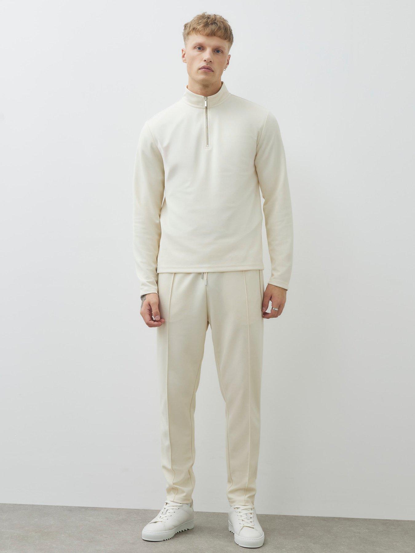 river-island-slim-fit-pique-half-zip-sweatshirt-creamback