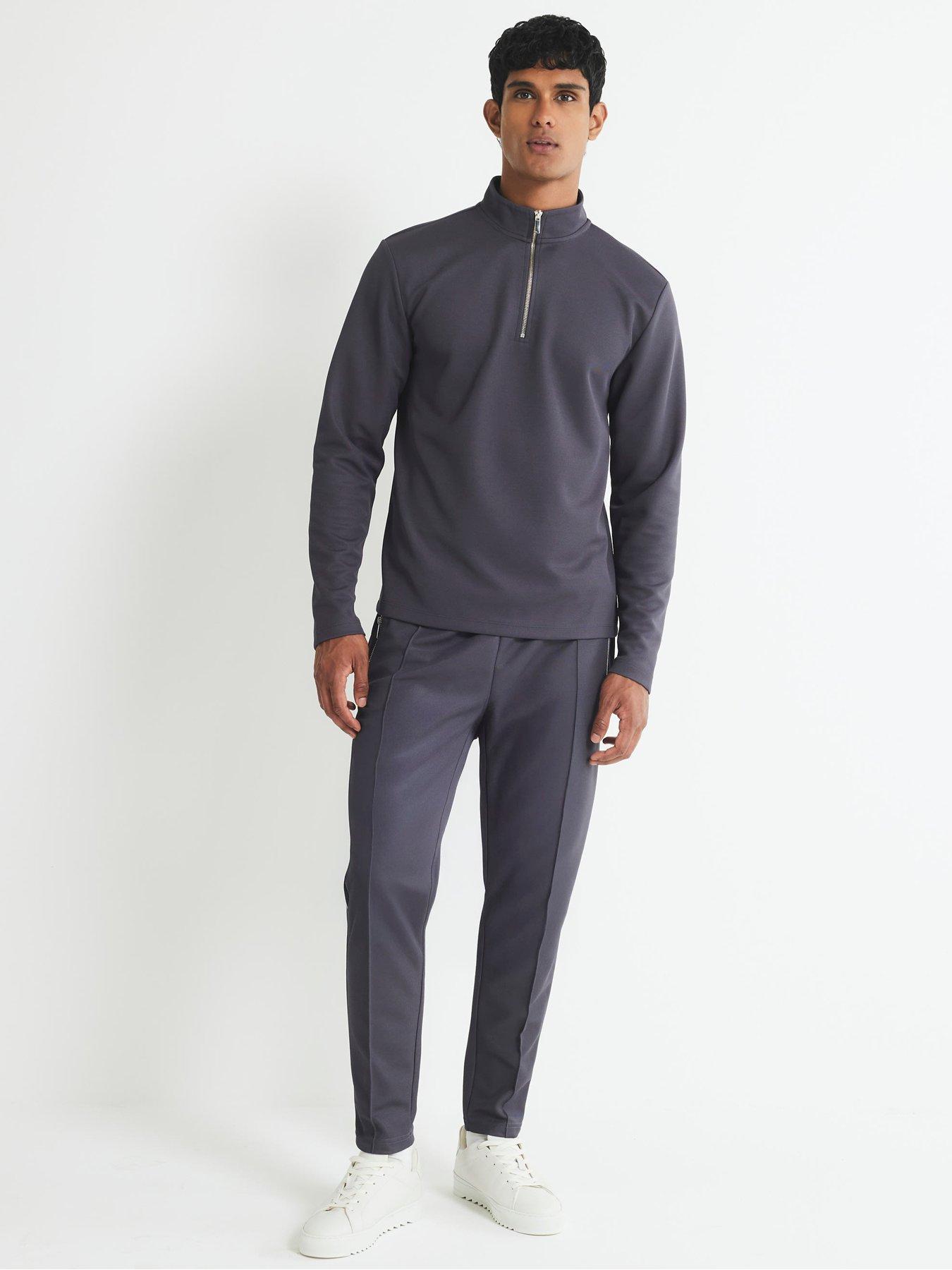 river-island-slim-fit-pique-half-zip-sweatshirt-dark-greyback