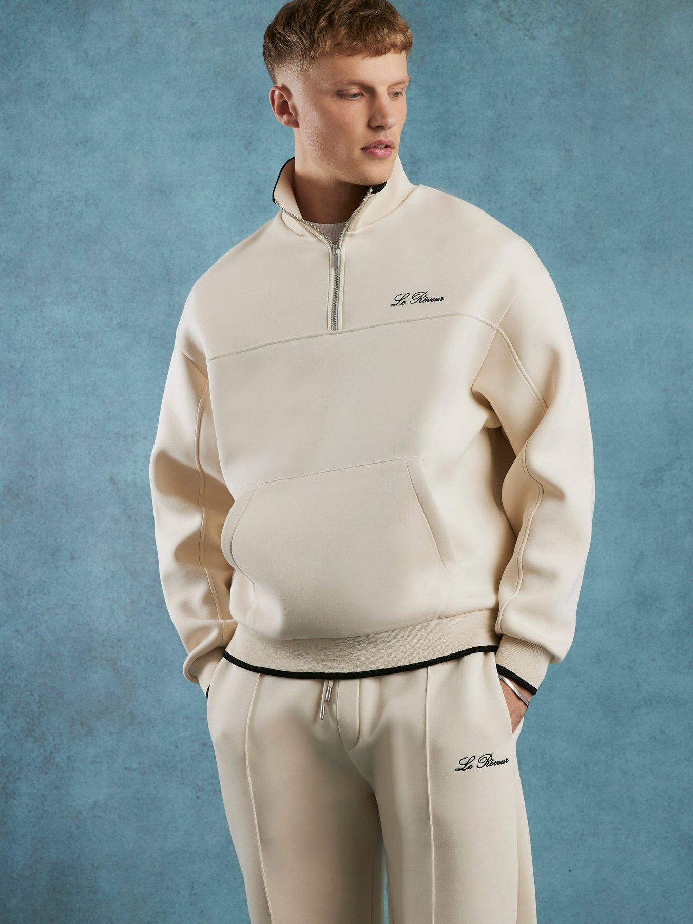 River Island Scuba Embroidered Half Zip Sweatshirt - Cream